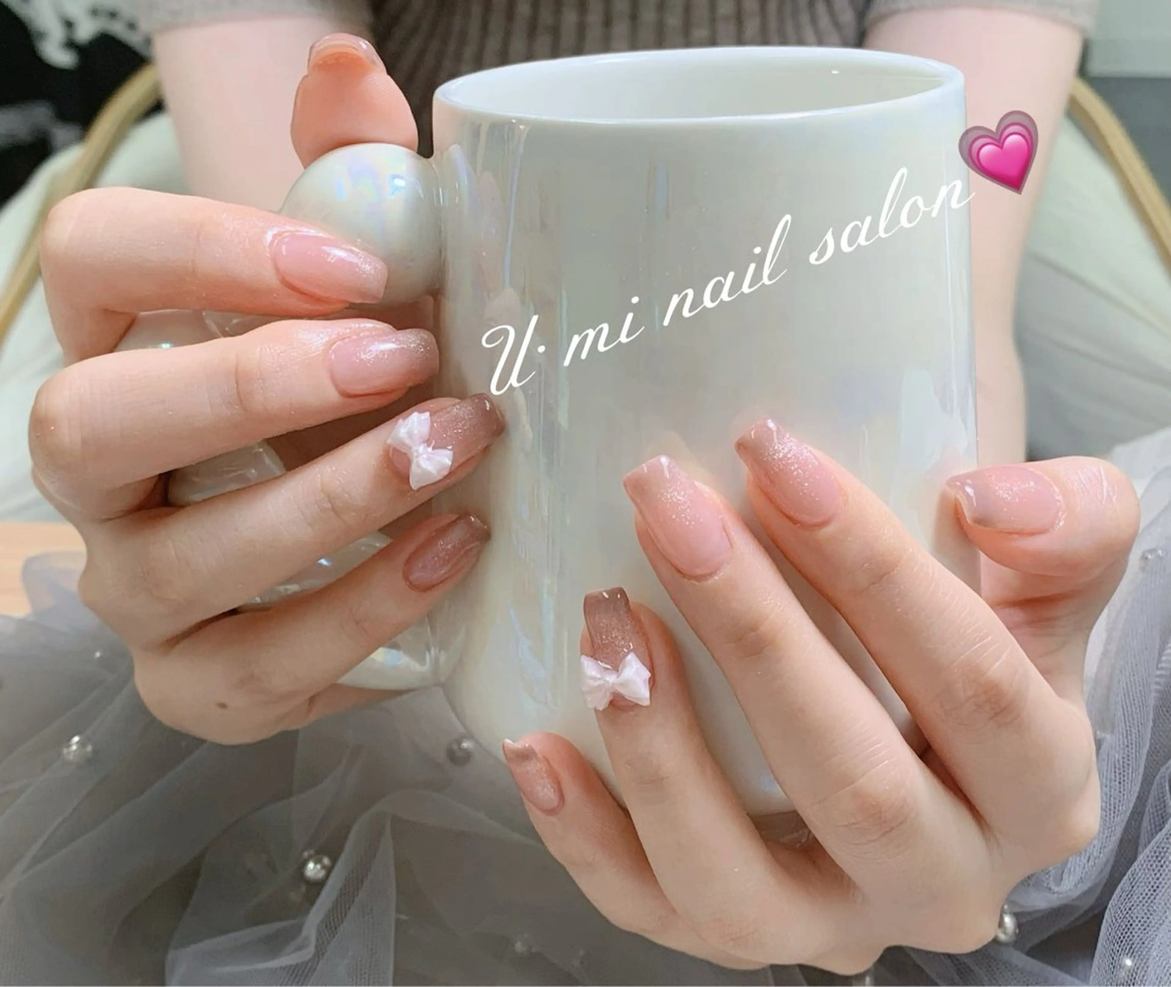 ネイル フレンチネイル マグネットネイル マグネットフレンチ Ｕ·Mi nail salon所属・u・mi  上野御徒町パラジェルのネイルデザイン