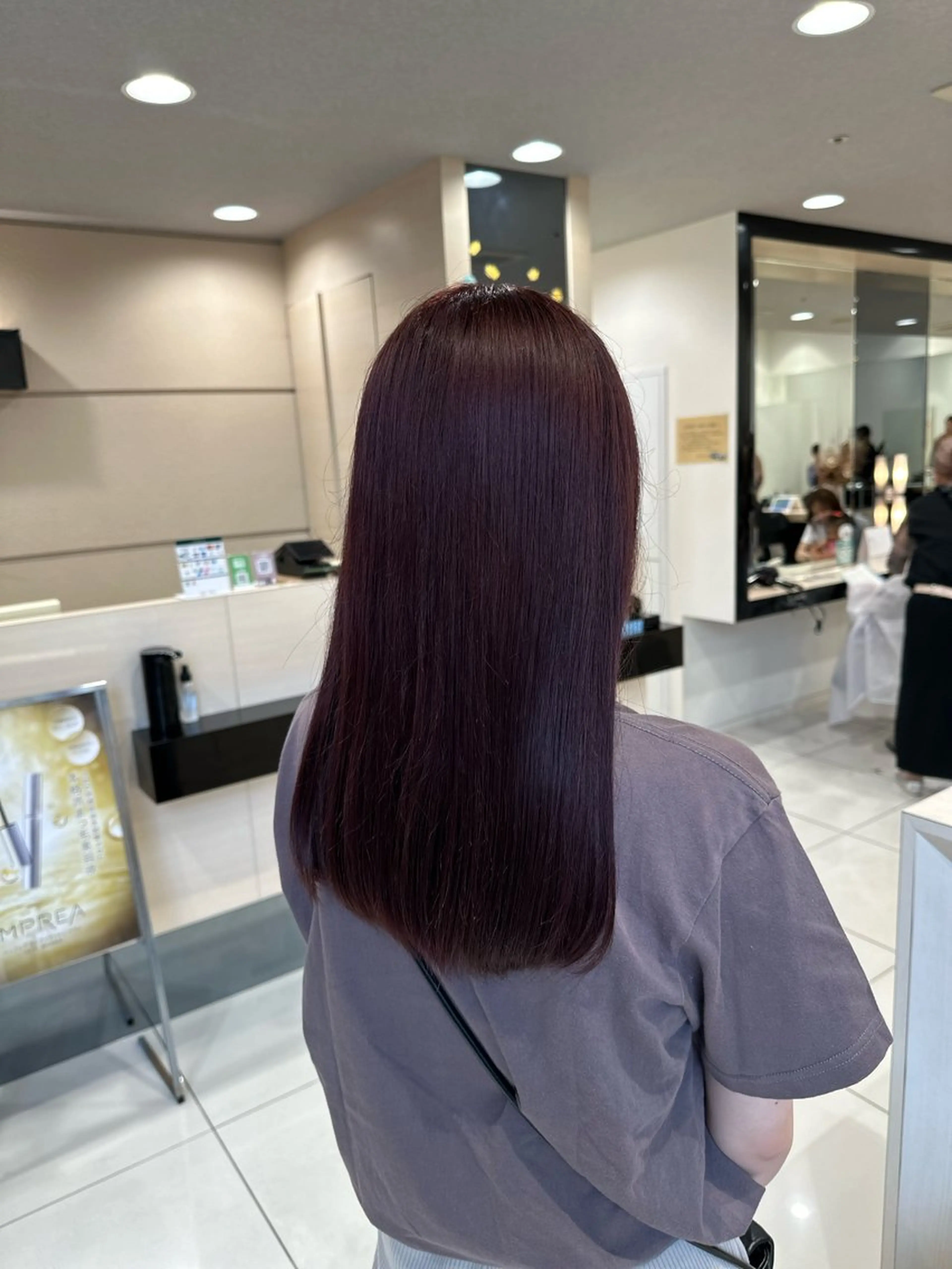 ロング カラー ピンクカラー レッドカラー カット ヘアカラー クロスパーマ/うる艶 カラー/Kurumiのヘアスタイル