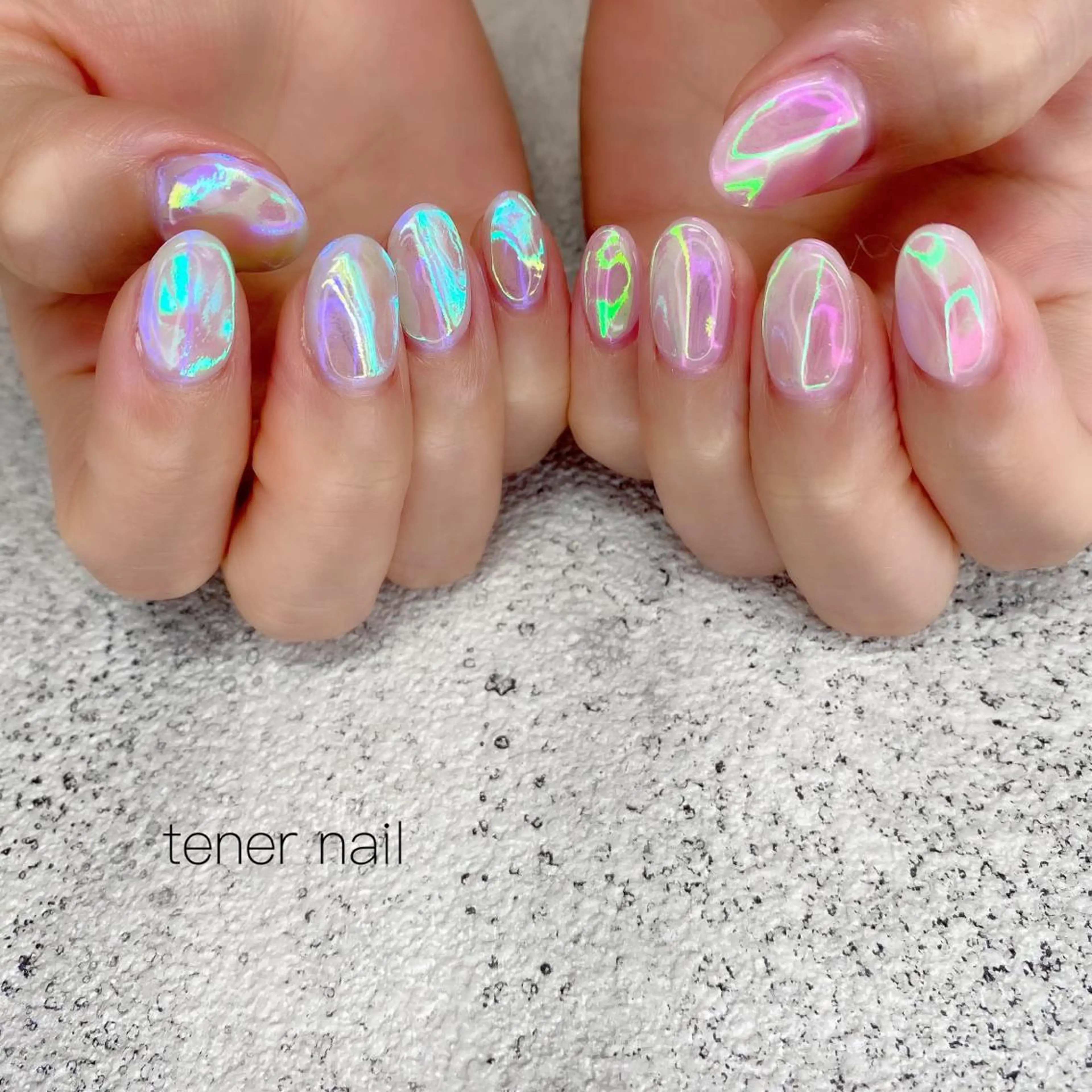 ネイル ブルー 氷ネイル・うるうるネイル ピンク tener  nail  テネルネイル所属・テネルネイル tener nailのネイルデザイン