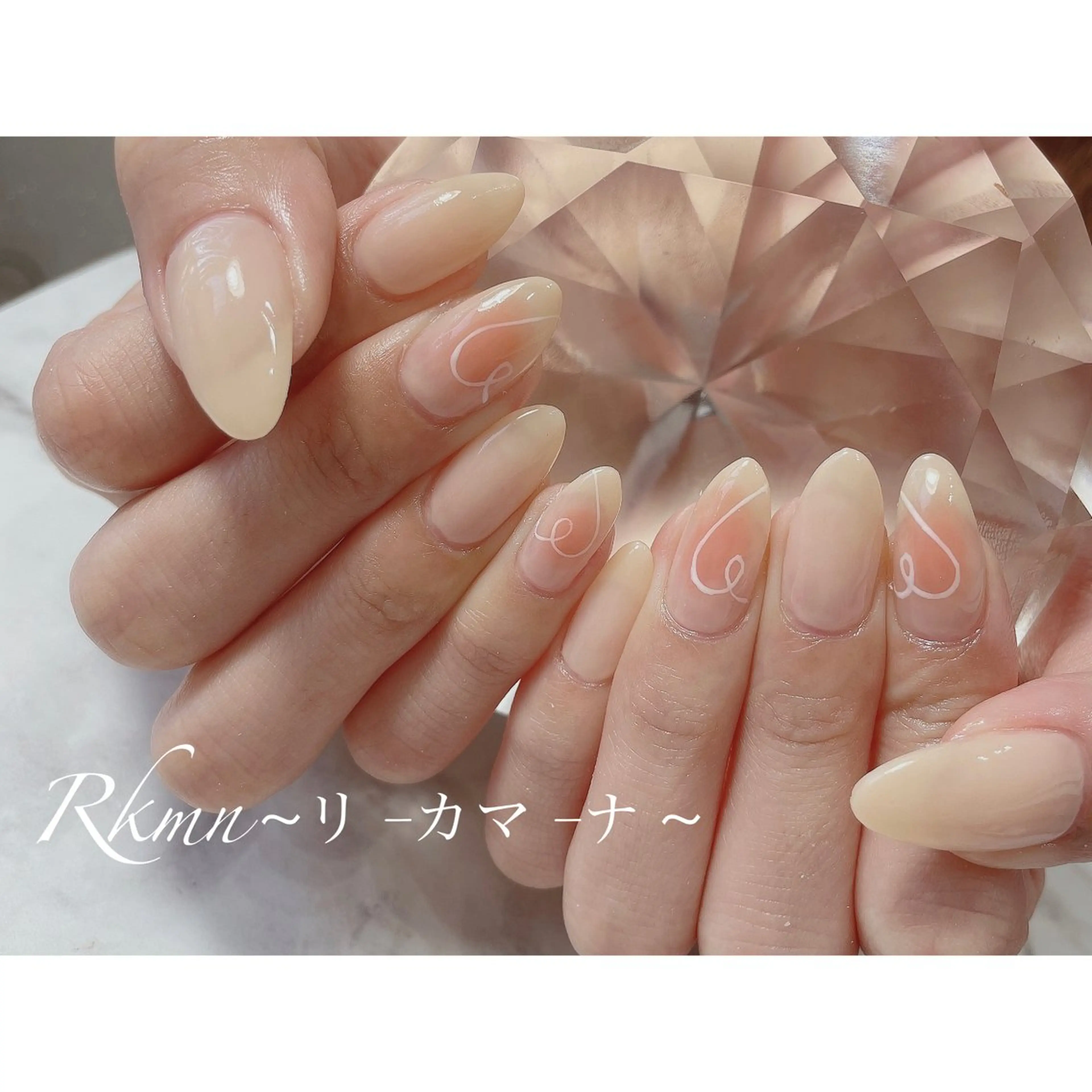 ネイル アートネイル チークネイル ハート シンプルネイル 春ネイル ハンドネイル フットネイル ハンドケア Rkmn ~リ-カマ-ナ~のネイルデザイン