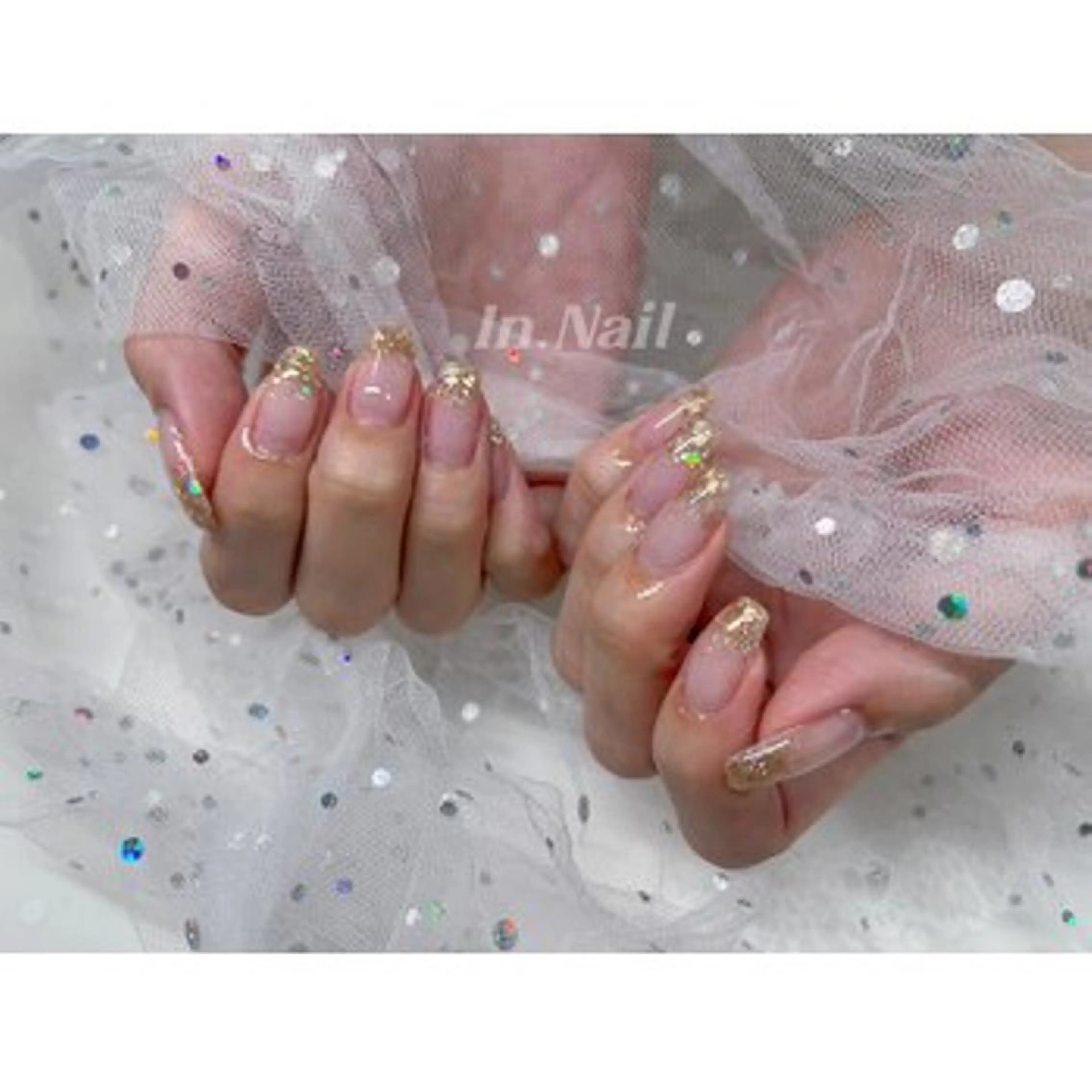 ハンド ラメグラデーション オフケア込みの写真