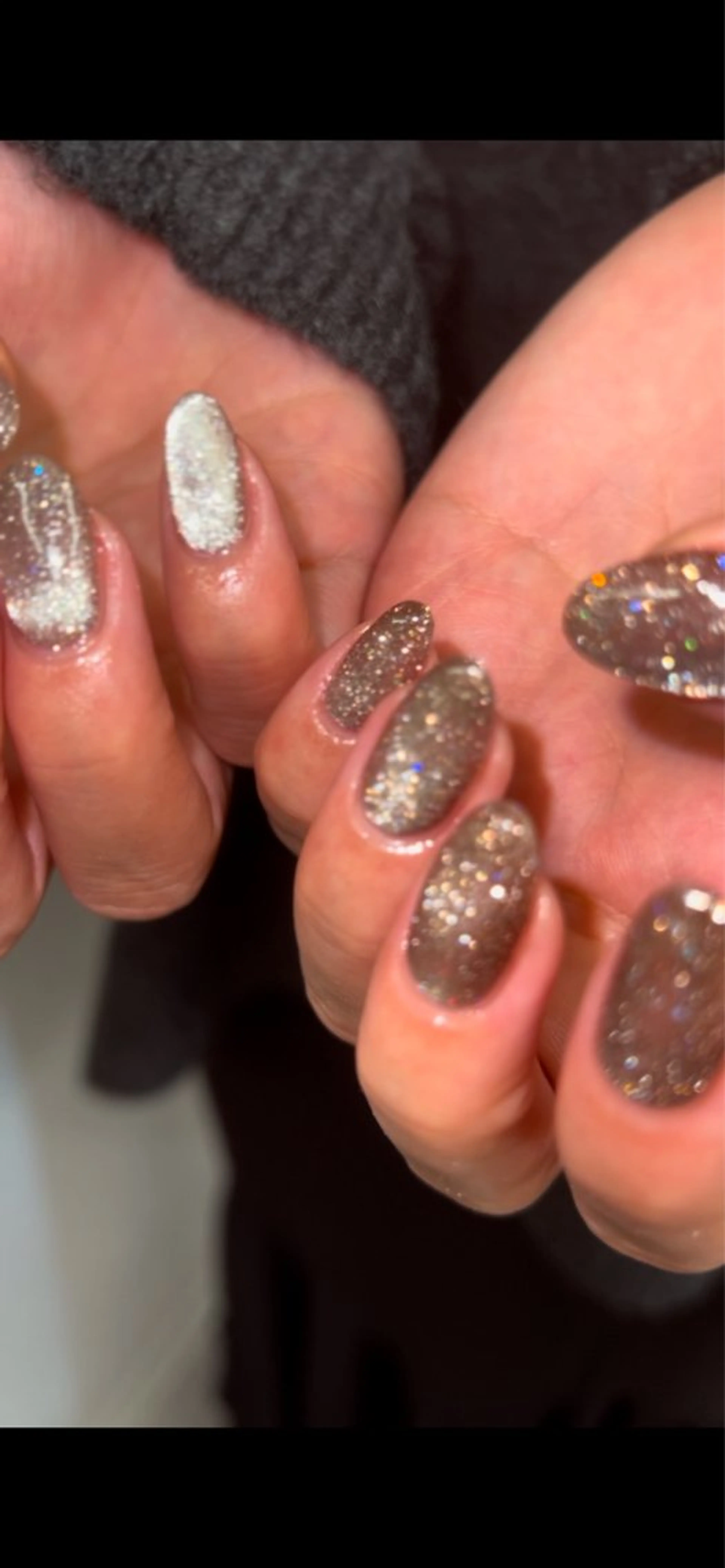 ネイル ブラウン フラッシュネイル フレンチネイル ジェルネイル マグネットネイル ハンドネイル ハンドケア Bana_ Nailのネイルデザイン