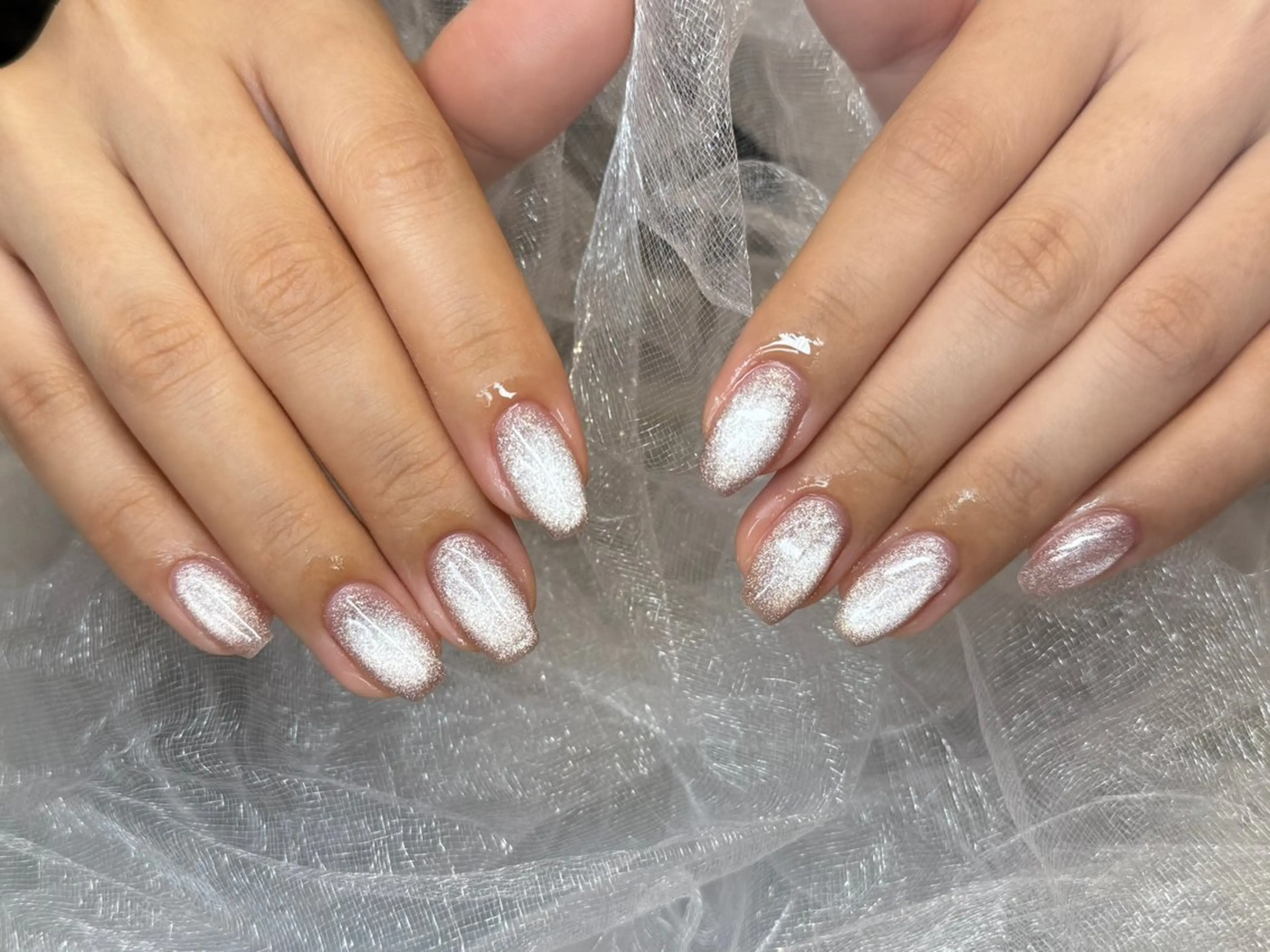 ネイル オーロラネイル クリアネイル 長さ出し ジェルネイル 韓国ネイル ハンドネイル best nailのネイルデザイン