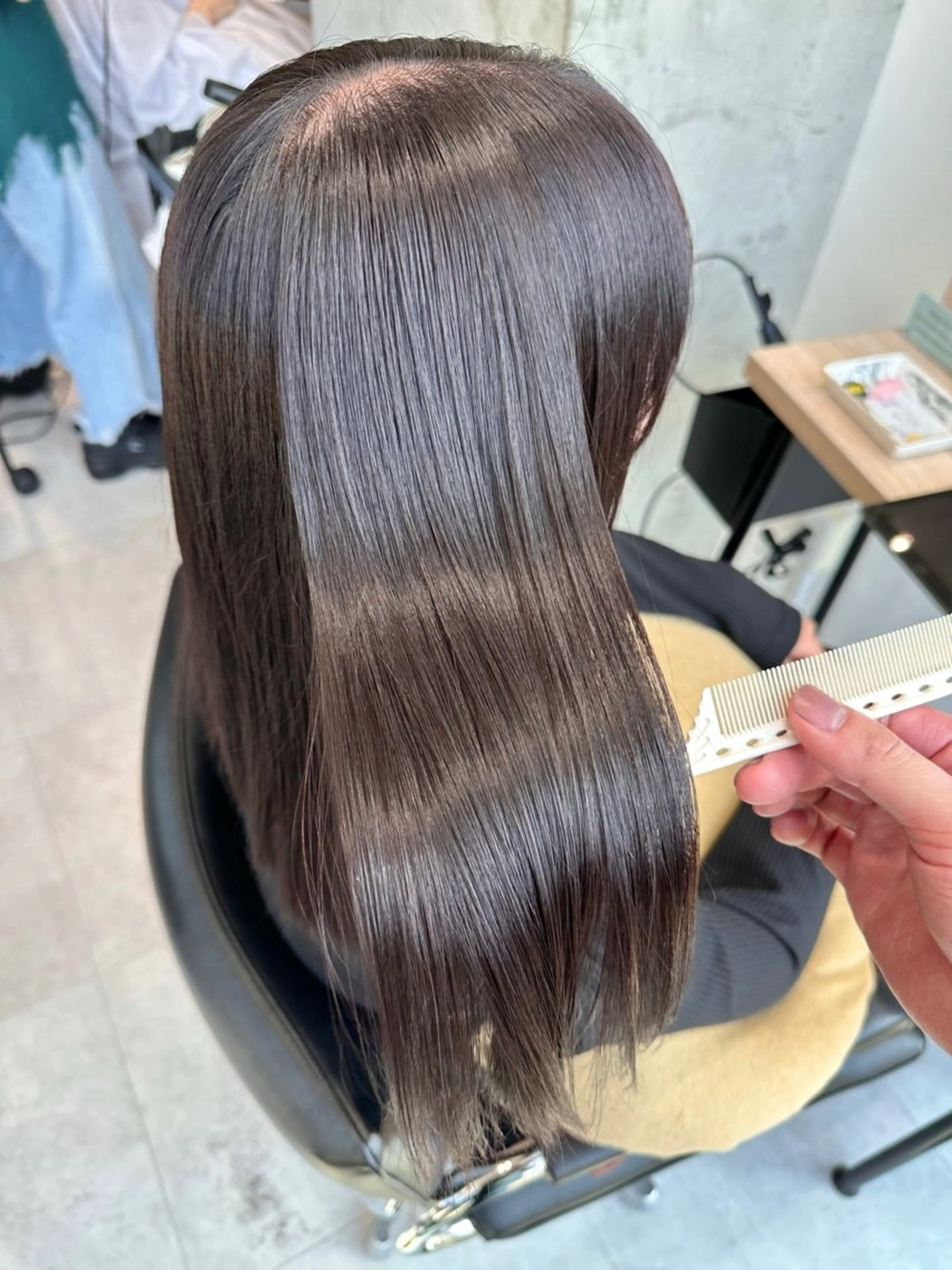 セミロング 縮毛矯正 縮毛矯正 ✨縮毛/透明感カラー 恵比寿HAYATO✨のヘアスタイル