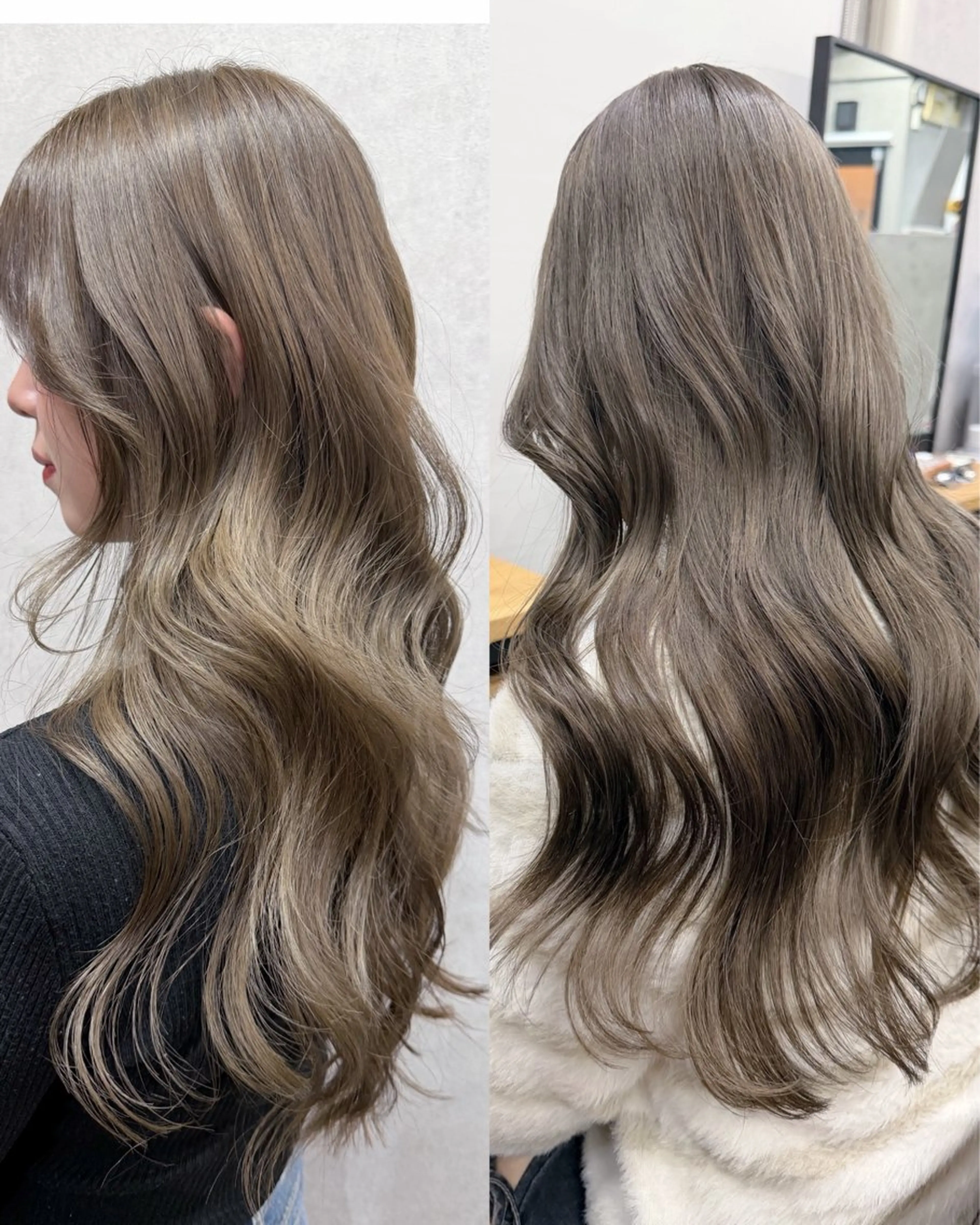 セミロング カラー ベージュカラー オリーブベージュ レイヤーカット ヘアカラー トリートメント AiM 大名　似合わせカットのヘアスタイル