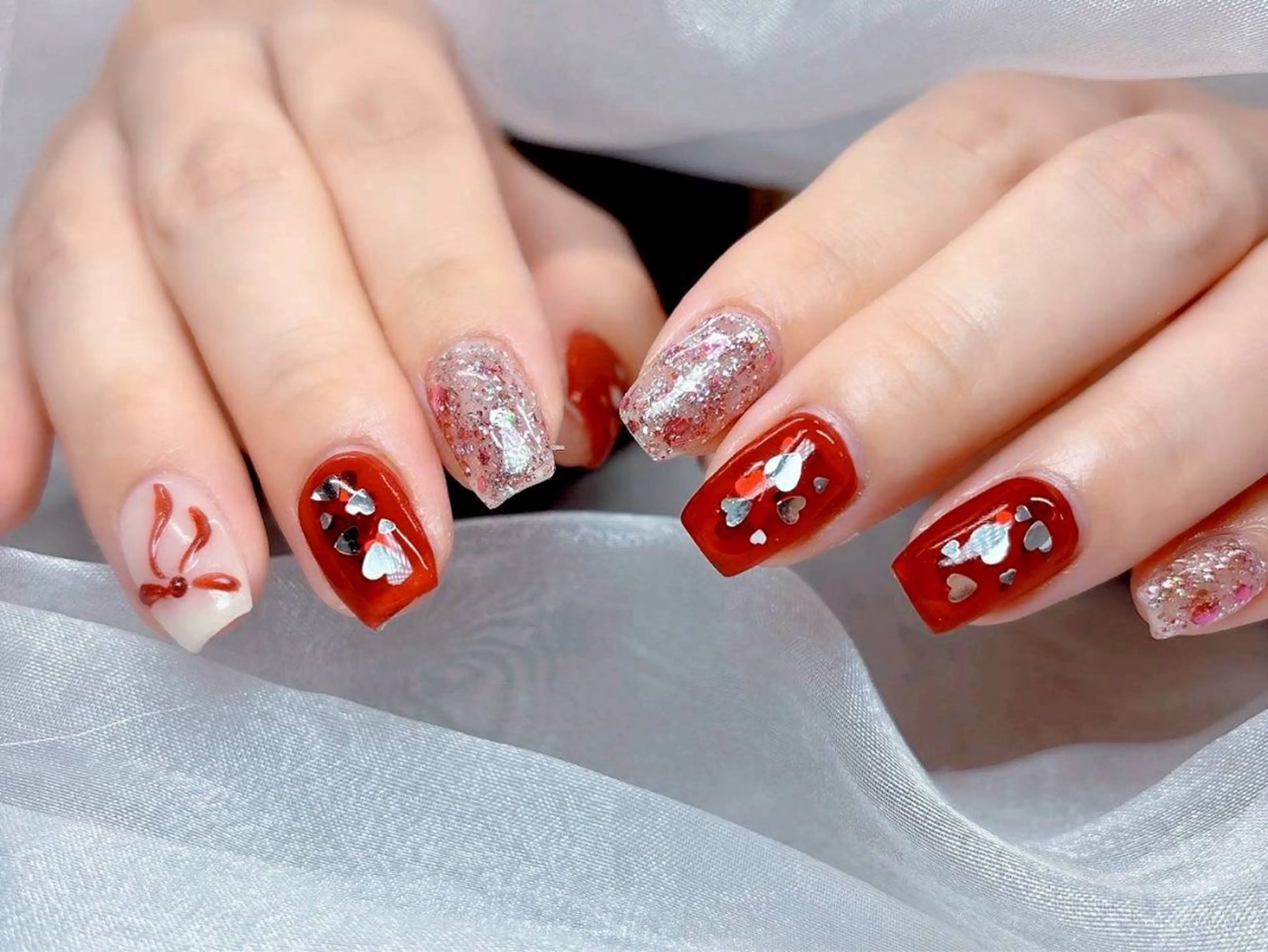 ネイル 長さ出し フラッシュネイル フレンチネイル ジェルネイル キラキラネイル Chouette ここのネイルデザイン