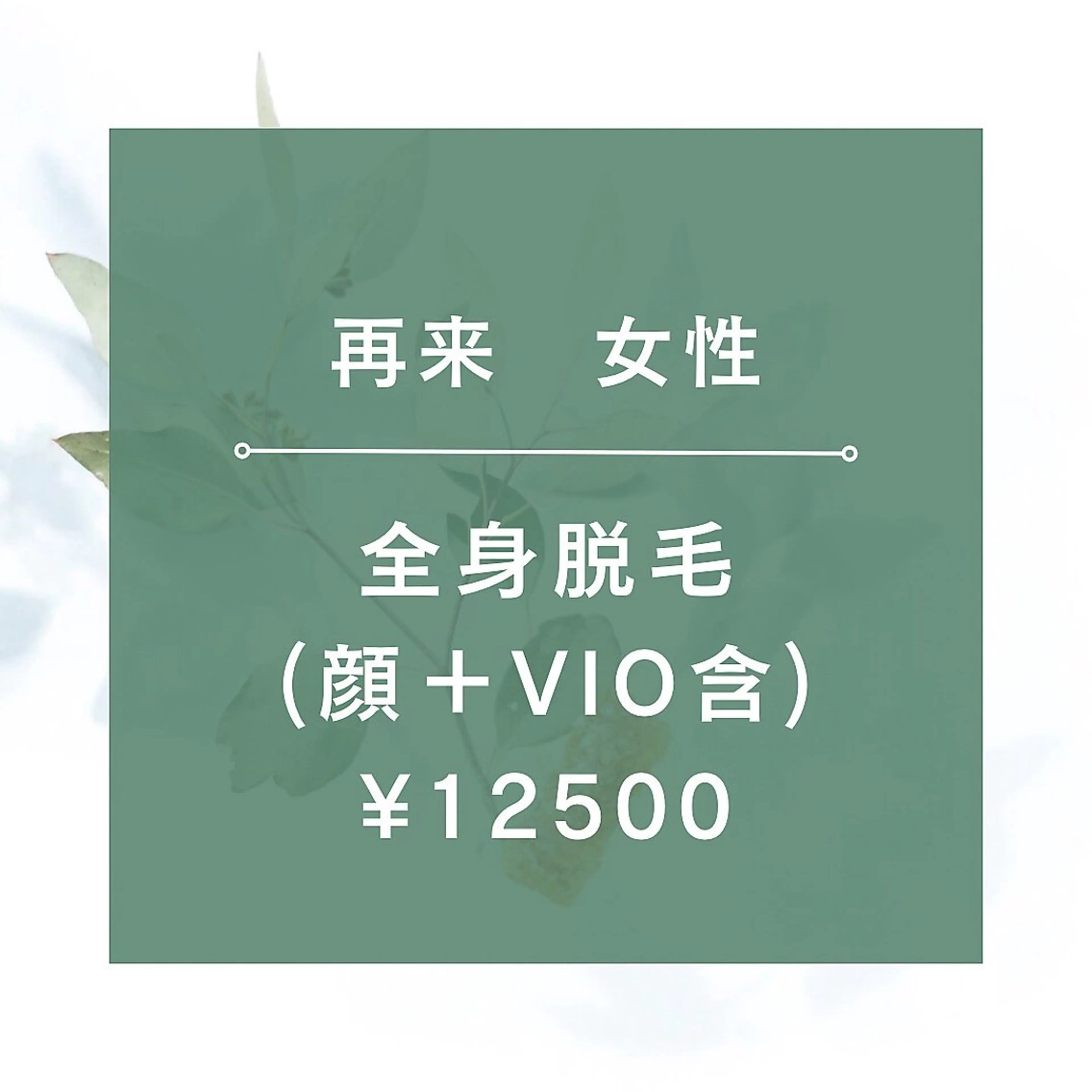 【再来女性】★☆全身脱毛（全顔+VIO含）¥12500☆★105分の写真