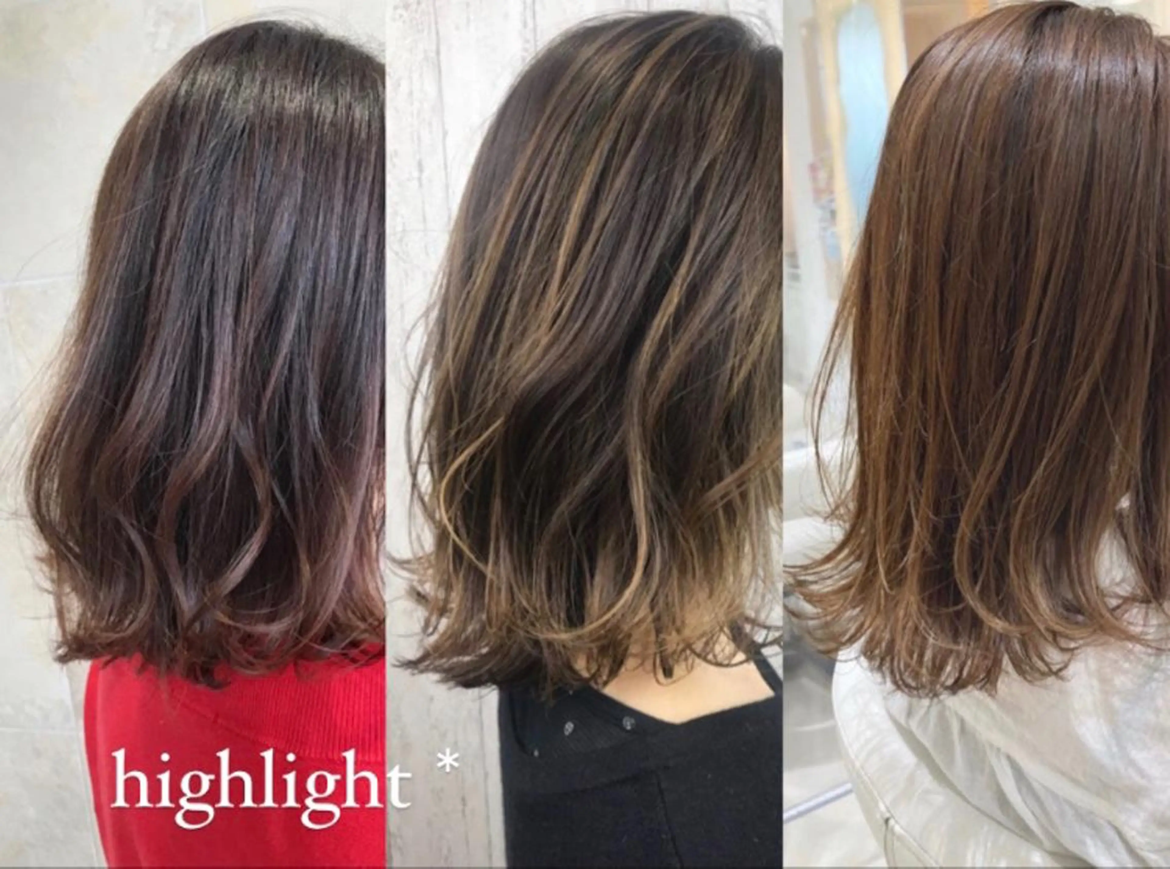 ミディアム カラー ハイライトカラー ハイライト 田中 あかねのヘアスタイル