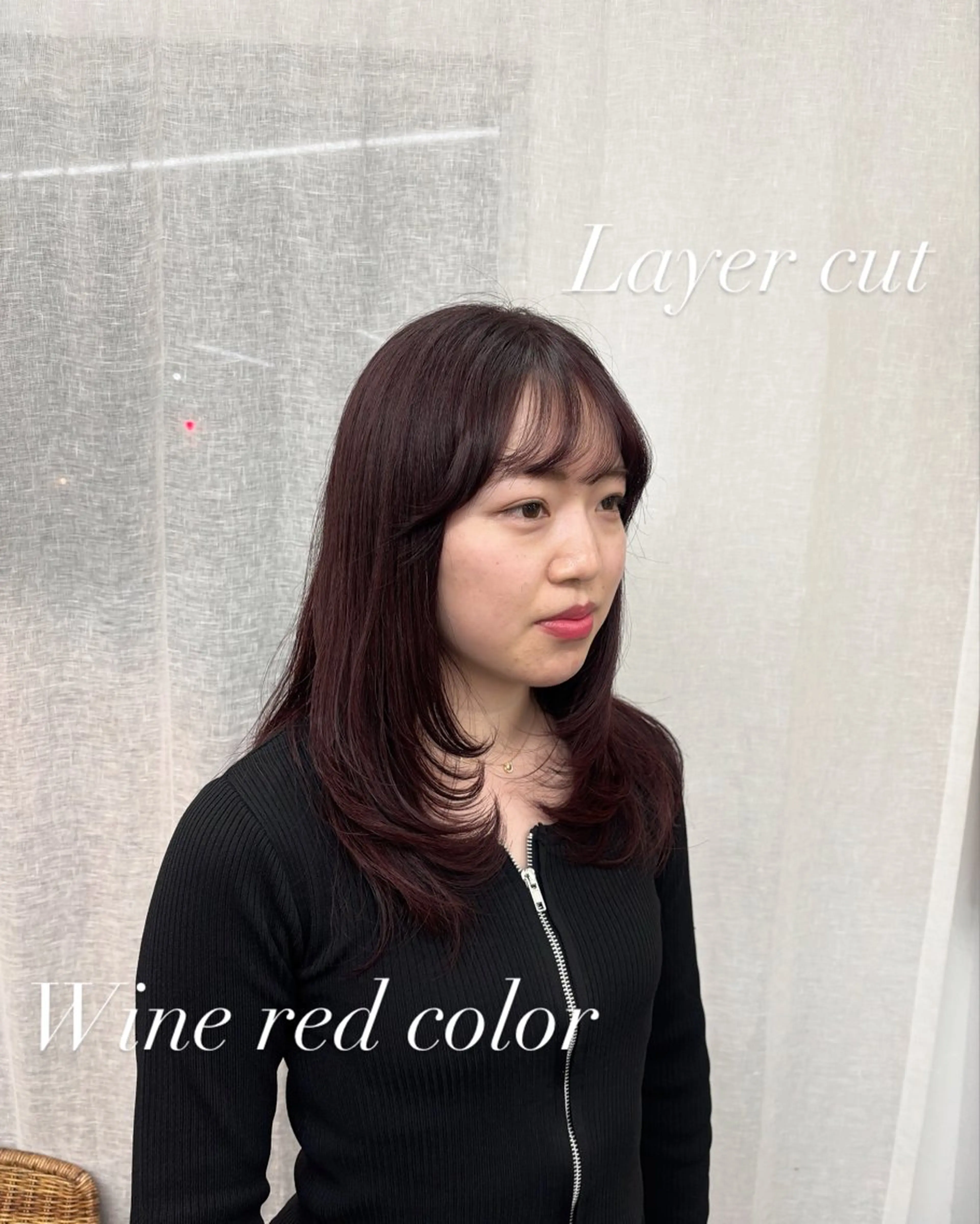 ロング カラー ロングレイヤー ピンクカラー レッドカラー レイヤーカット ロング カット ヘアカラー ヤマザキ アヤメ 【シベルバレー横浜】のヘアスタイル