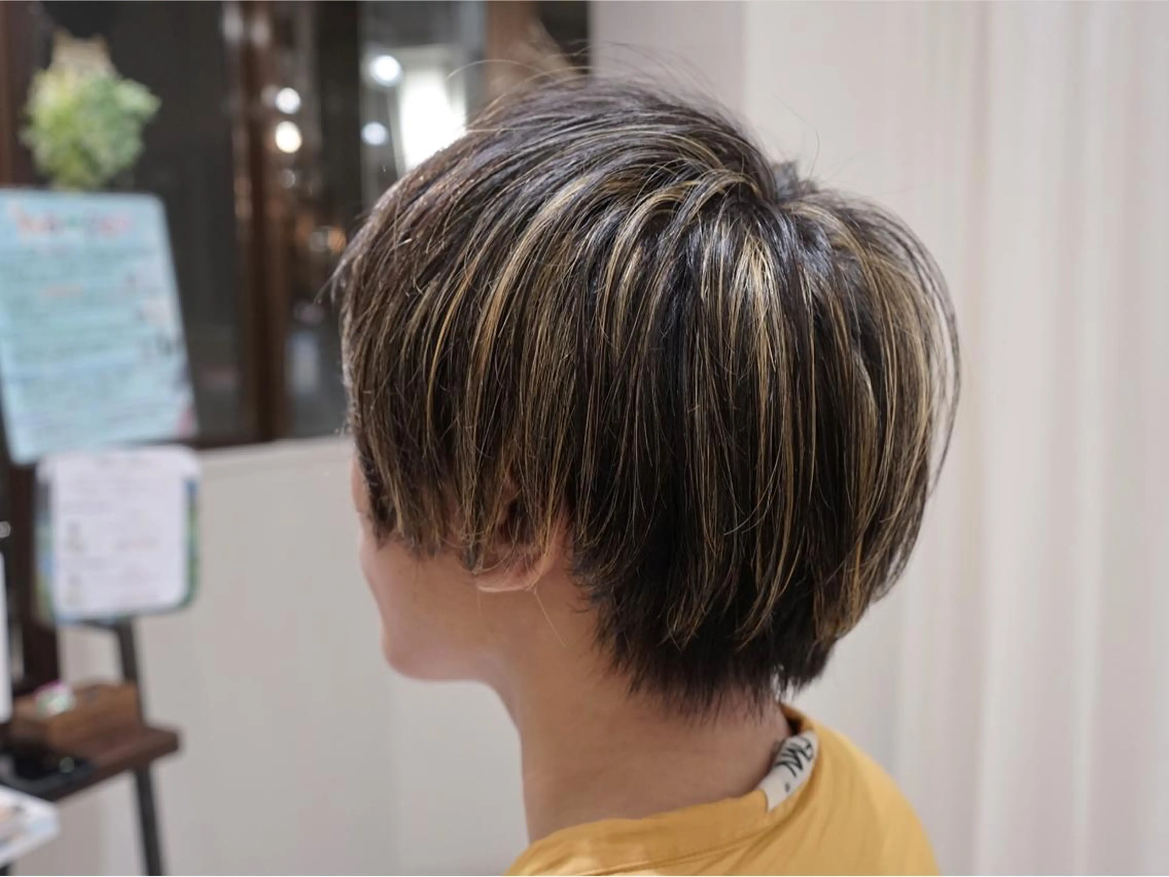 ショート カラー 黒髪 ハイライトカラー 外国人風カラー ハイライト WHOLE所属・花井 啓好のヘアスタイル