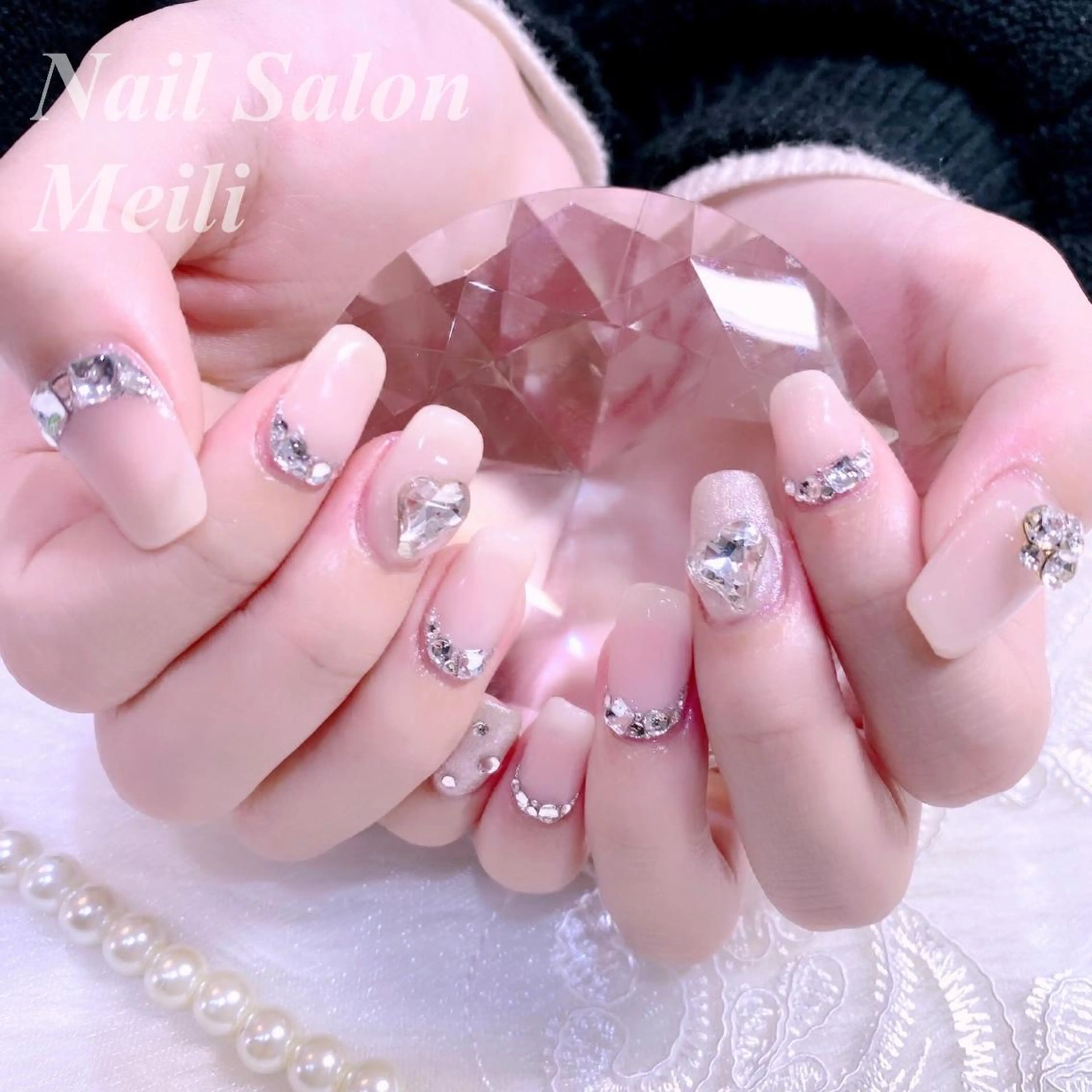 ネイル アートネイル ハート ピンク 春ネイル NAILSALON MEILIのネイルデザイン