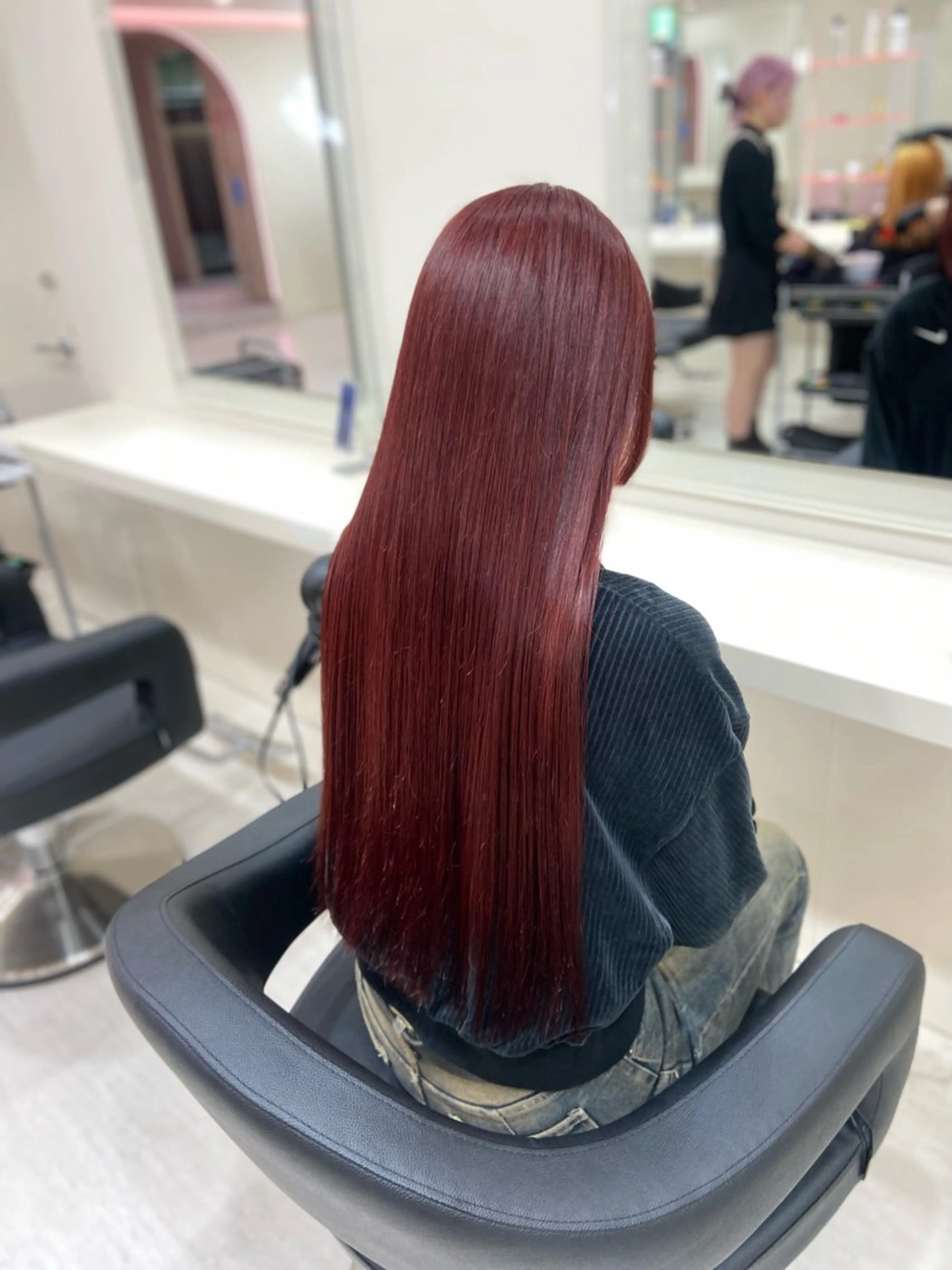 ロング カラー ヘアカラー トリートメント ヘアセット ワインレッド 🍒KAHOのヘアスタイル