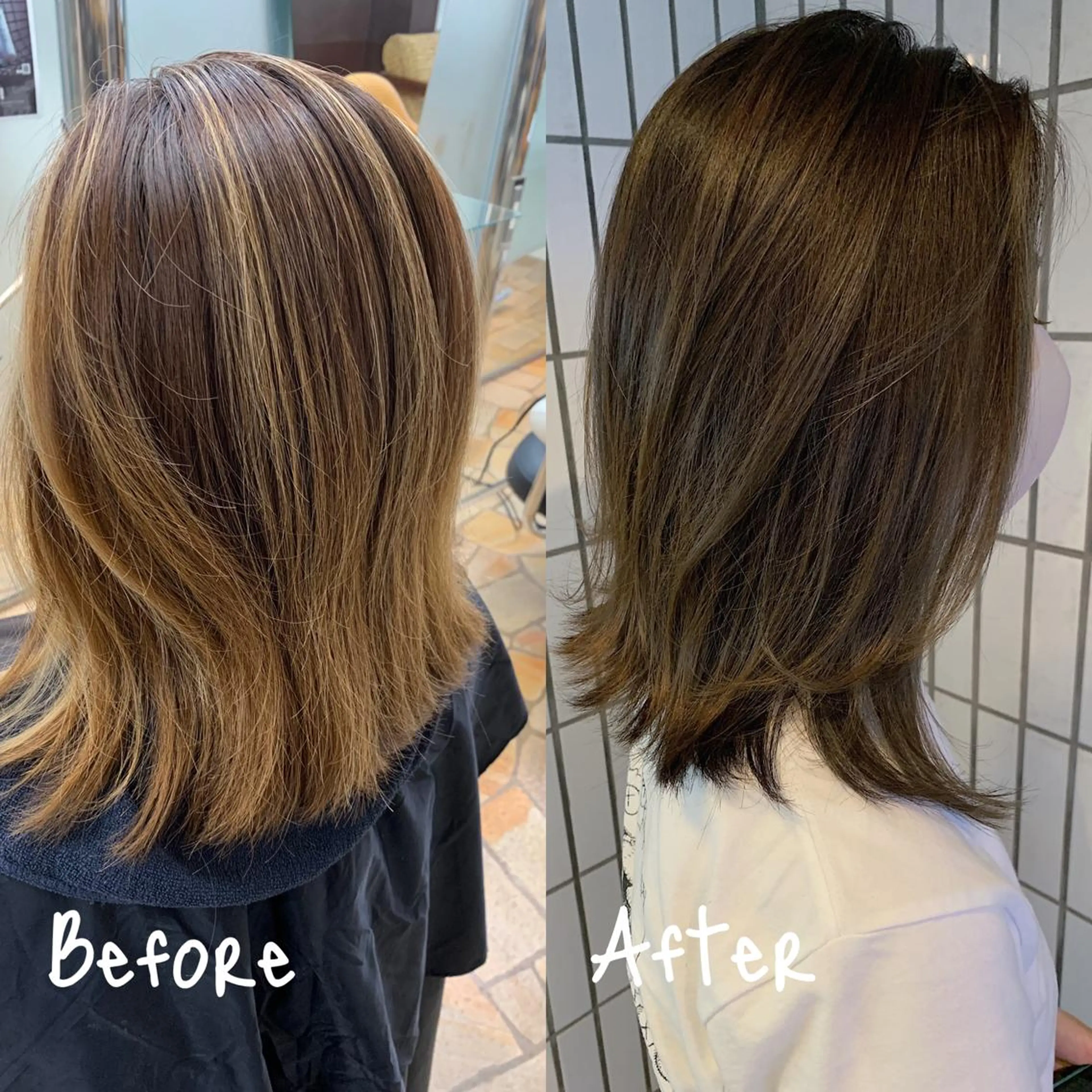 ミディアム カラー カット ヘアカラー トリートメント ハットリ /北習志野のヘアスタイル