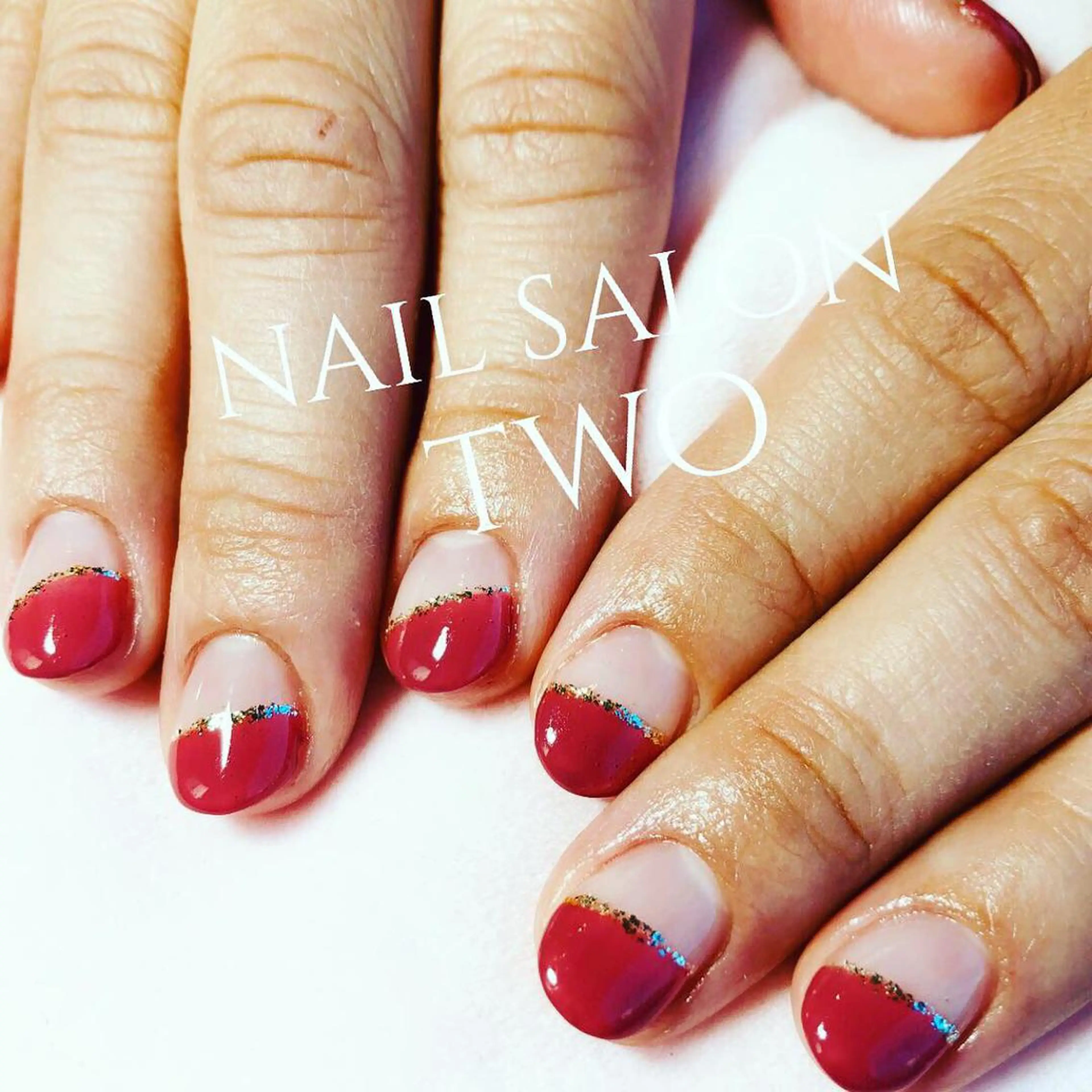 ネイル フレンチネイル 斜めフレンチ two nailのネイルデザイン