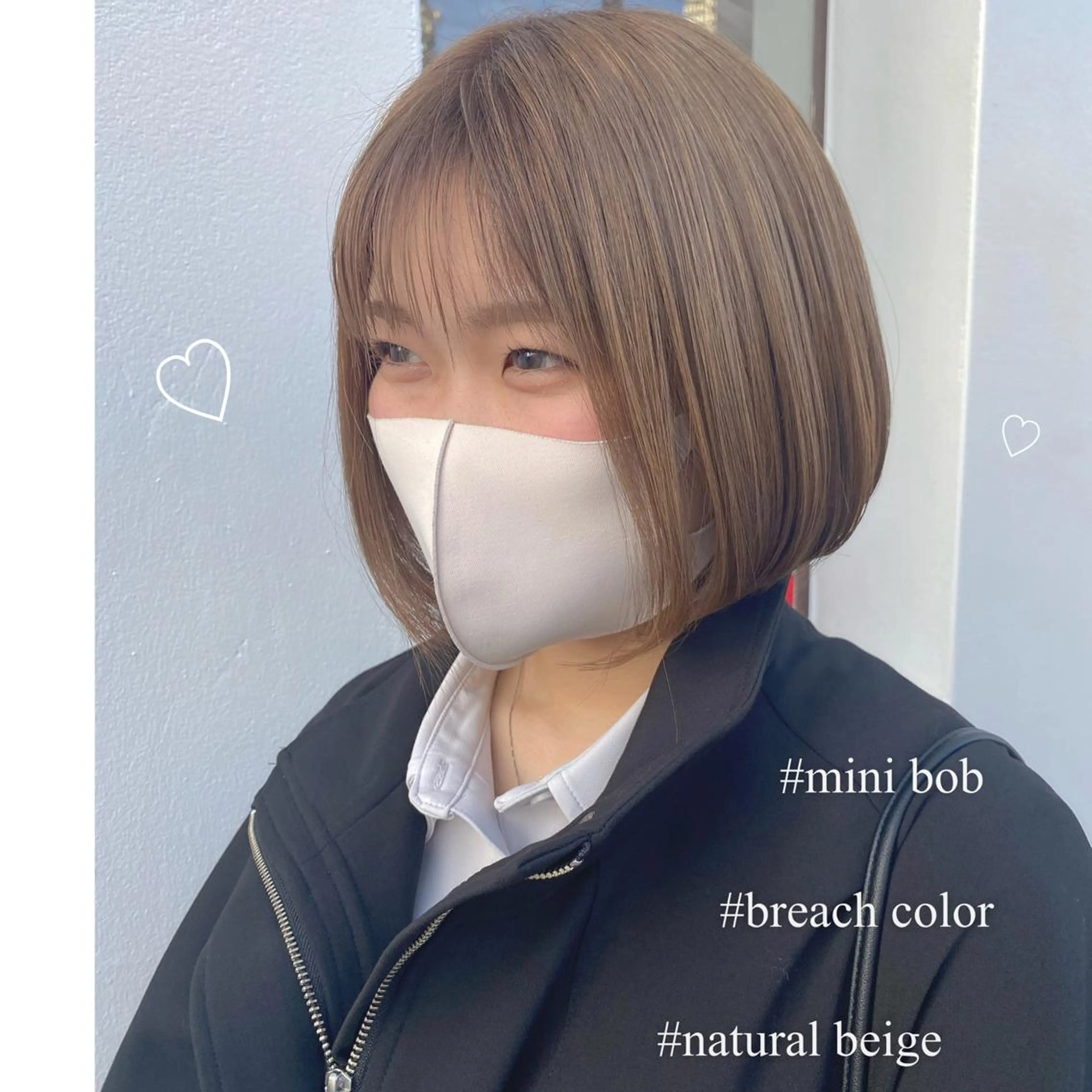 ショート カラー ベージュカラー ブリーチ 透明感カラー bijou chiharuのマツエク・マツパデザイン