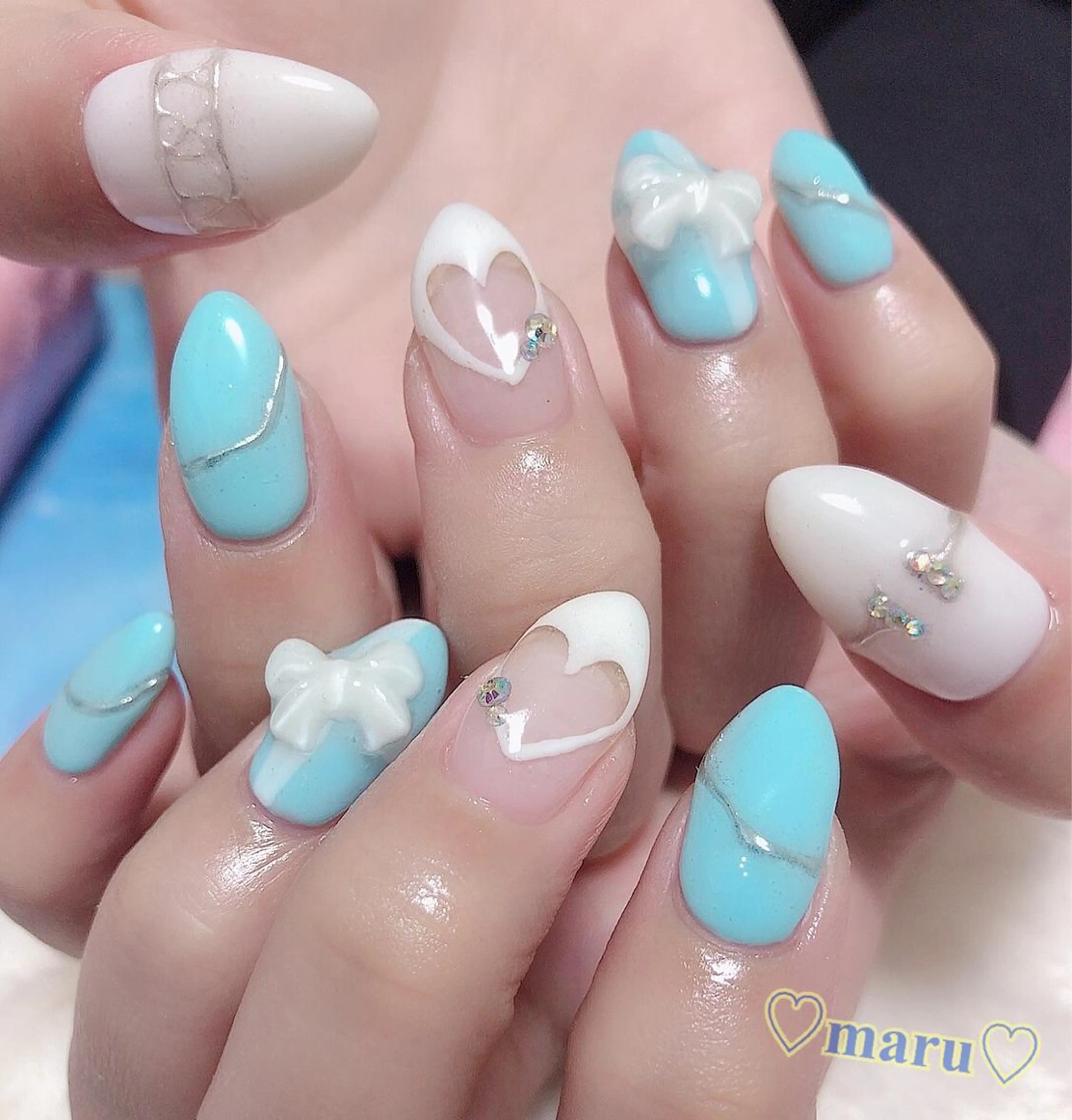ネイル リボン ハンドネイル フットネイル まるみ ♡のネイルデザイン