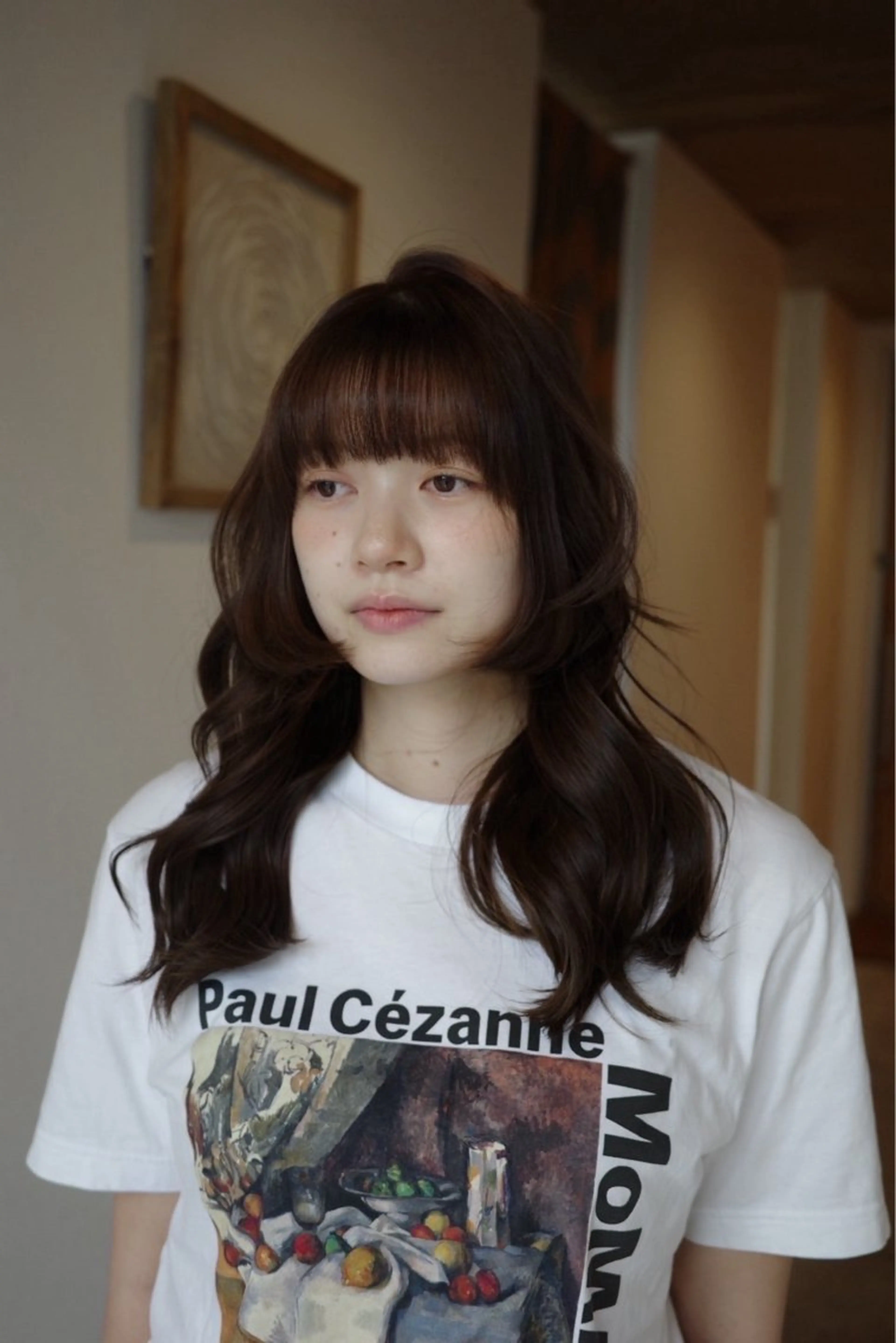 ロング カラー ベージュカラー オリーブベージュ カット ヘアカラー トリートメント kibako ayanoのヘアスタイル