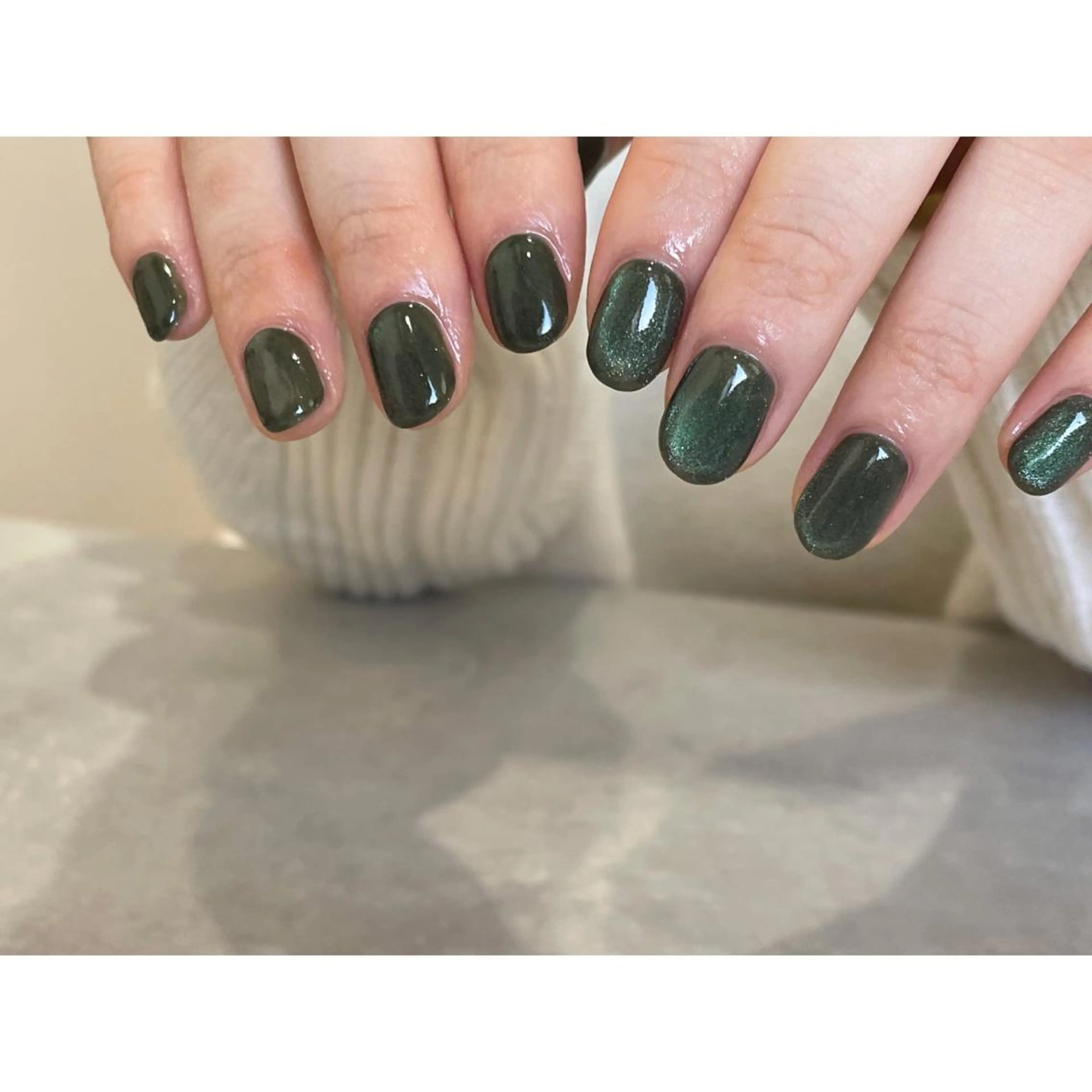 ネイル アートネイル グリーン マグネットネイル ミラーネイル ニュアンスネイル lacier nailのネイルデザイン