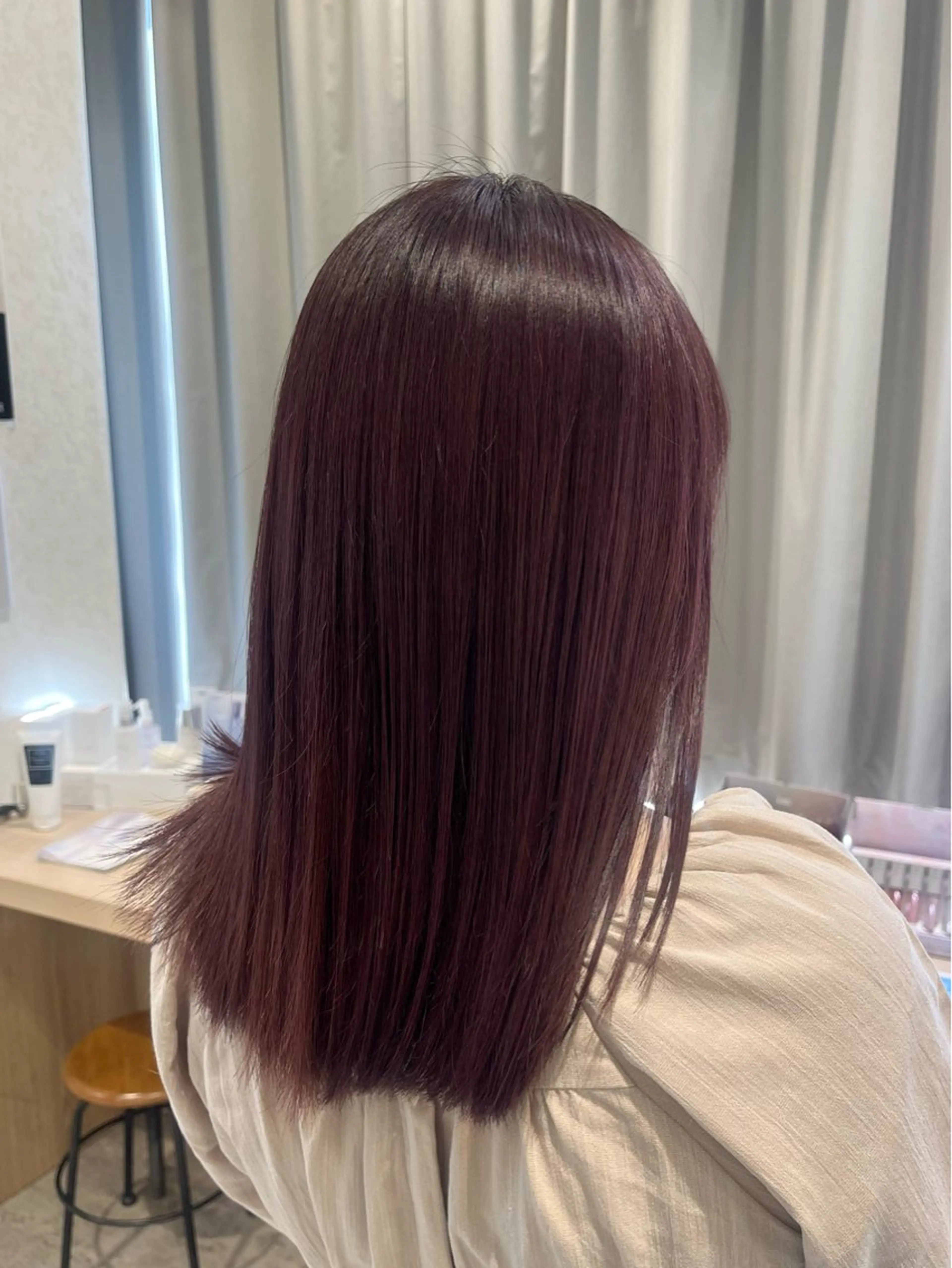 セミロング カラー ヘアカラー 艶カラー/暗髪/韓国 /着付け/ムカワのヘアスタイル