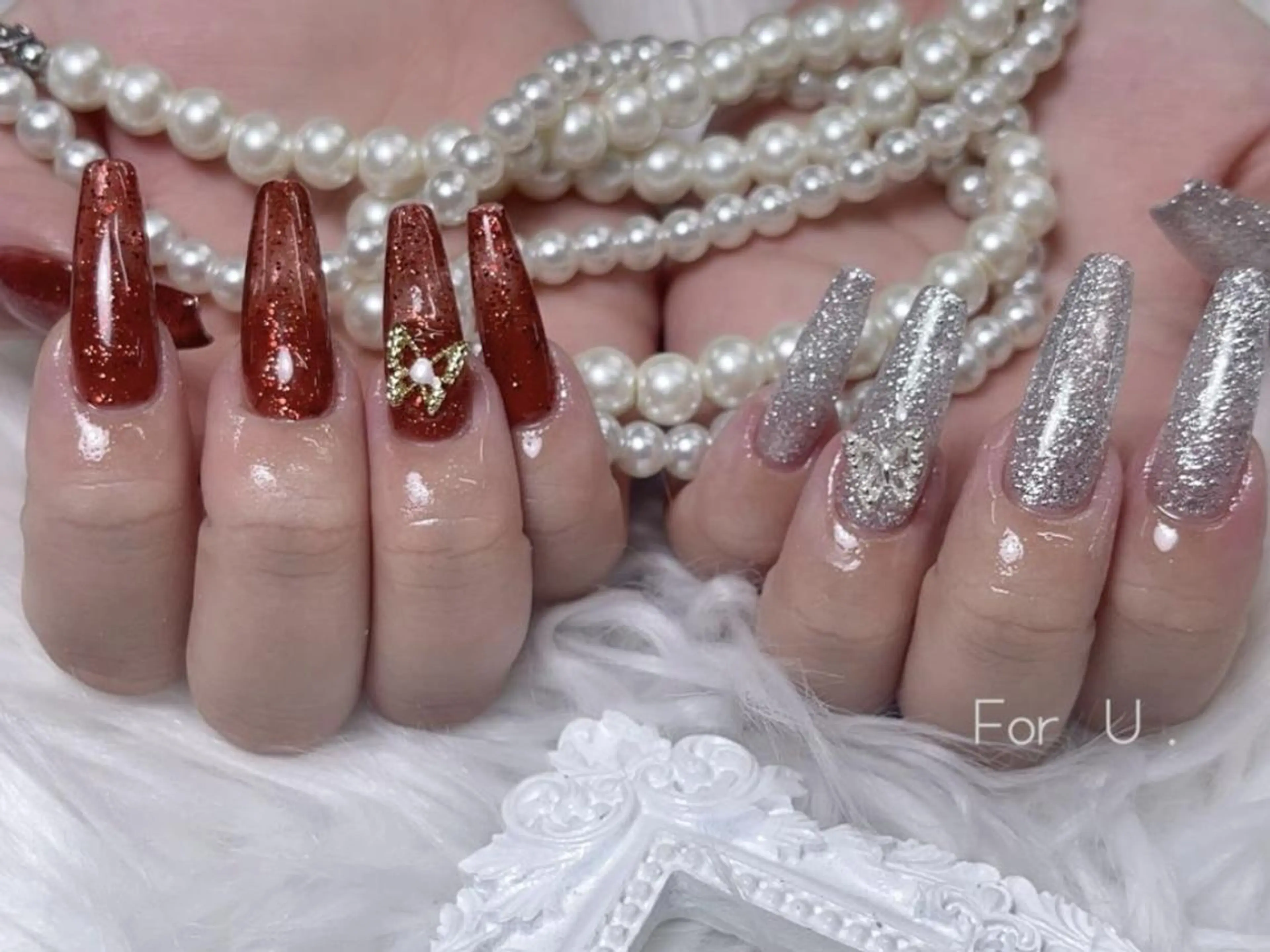 メンズ ネイル アートネイル フレンチネイル ジェルネイル キラキラネイル パラジェル Bloom kabukiのネイルデザイン