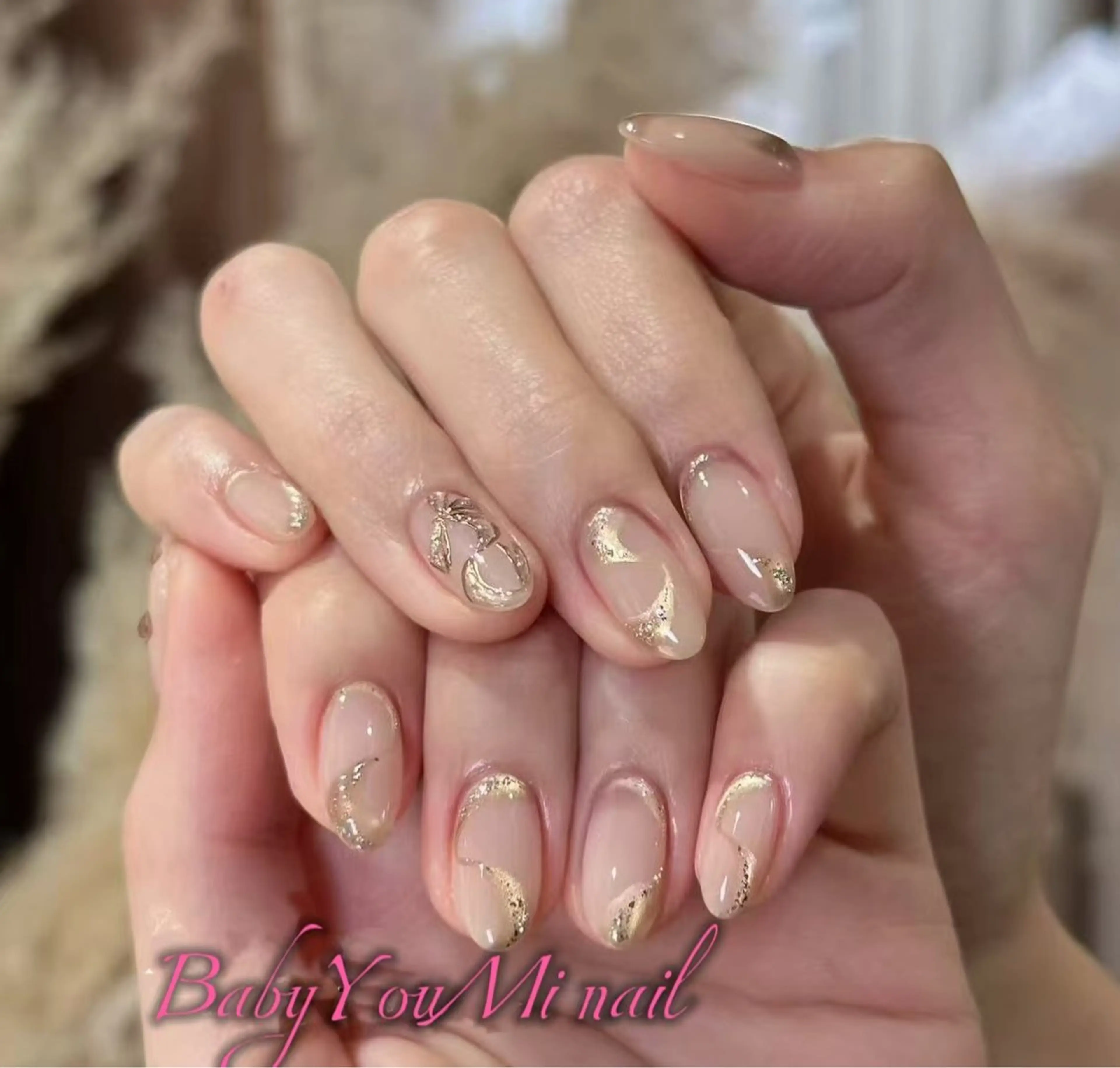 ネイル オーロラネイル 成人式 フットネイル フレンチネイル ジェルネイル BabyYouMi ねねのネイルデザイン