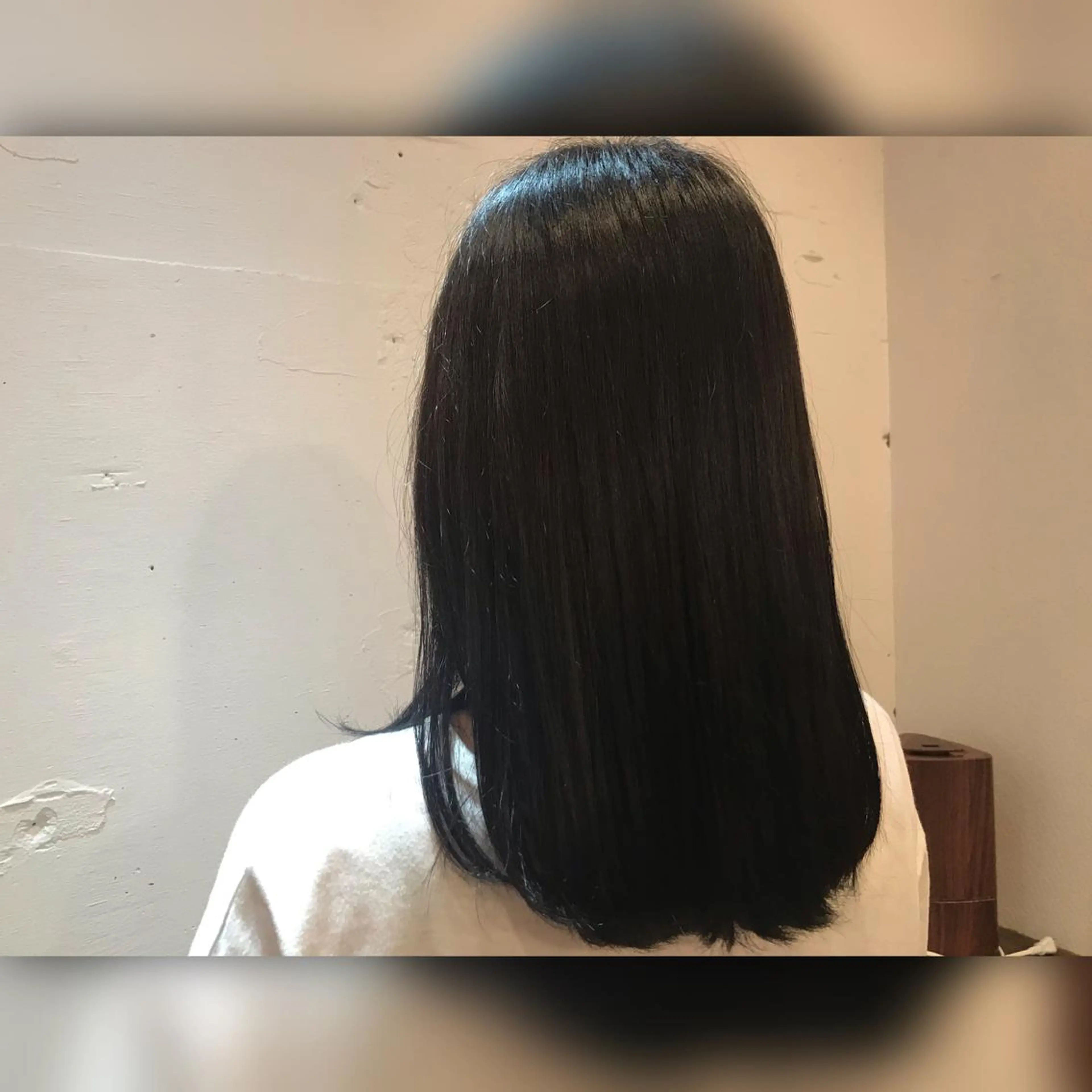 セミロング カラー 黒髪 ブルーカラー ブルーブラック マイ 【川口】のヘアスタイル