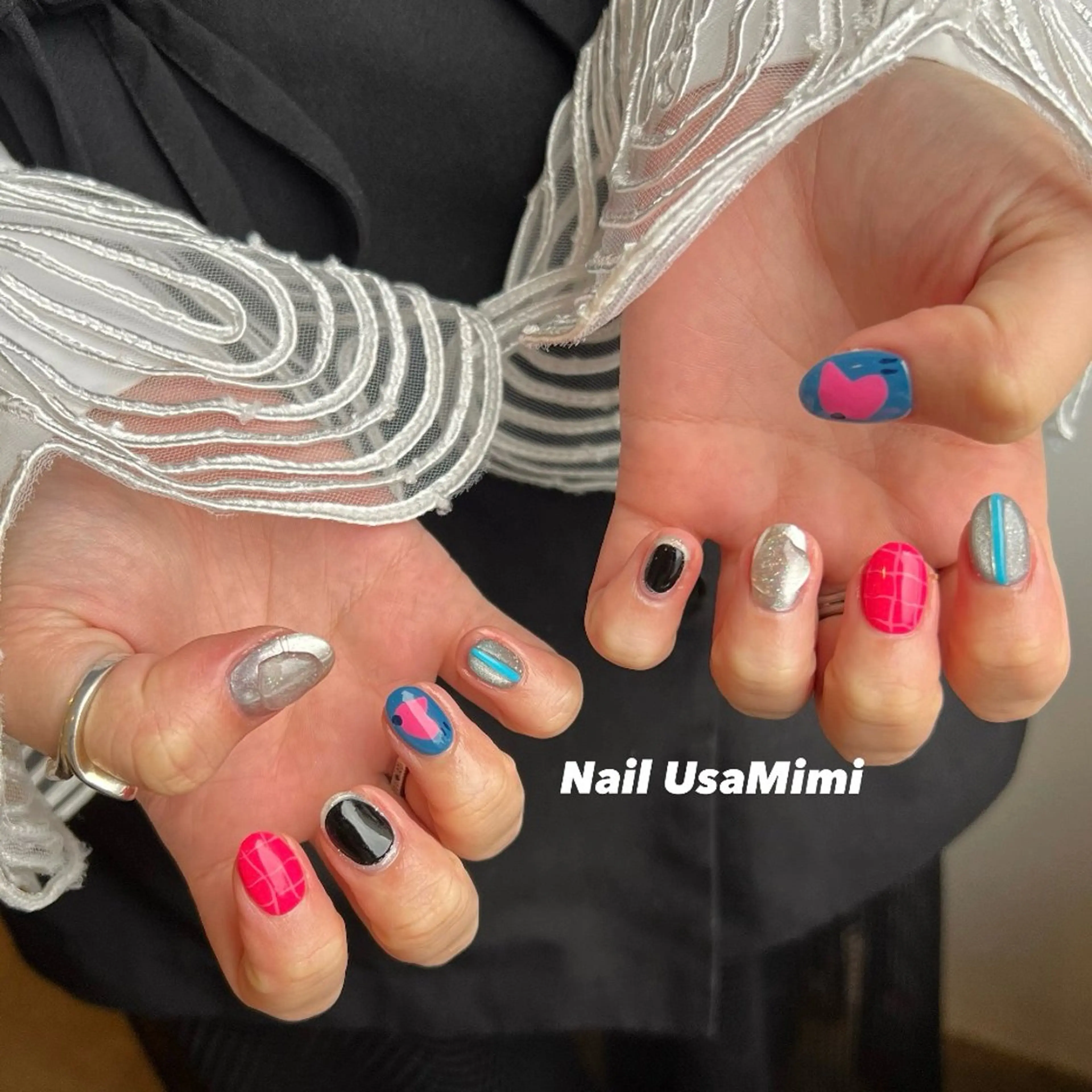 ネイル ジェルネイル マグネットネイル 持ち込み ワンカラーネイル パラジェル 本町ネイルNail UsaMimiのネイルデザイン