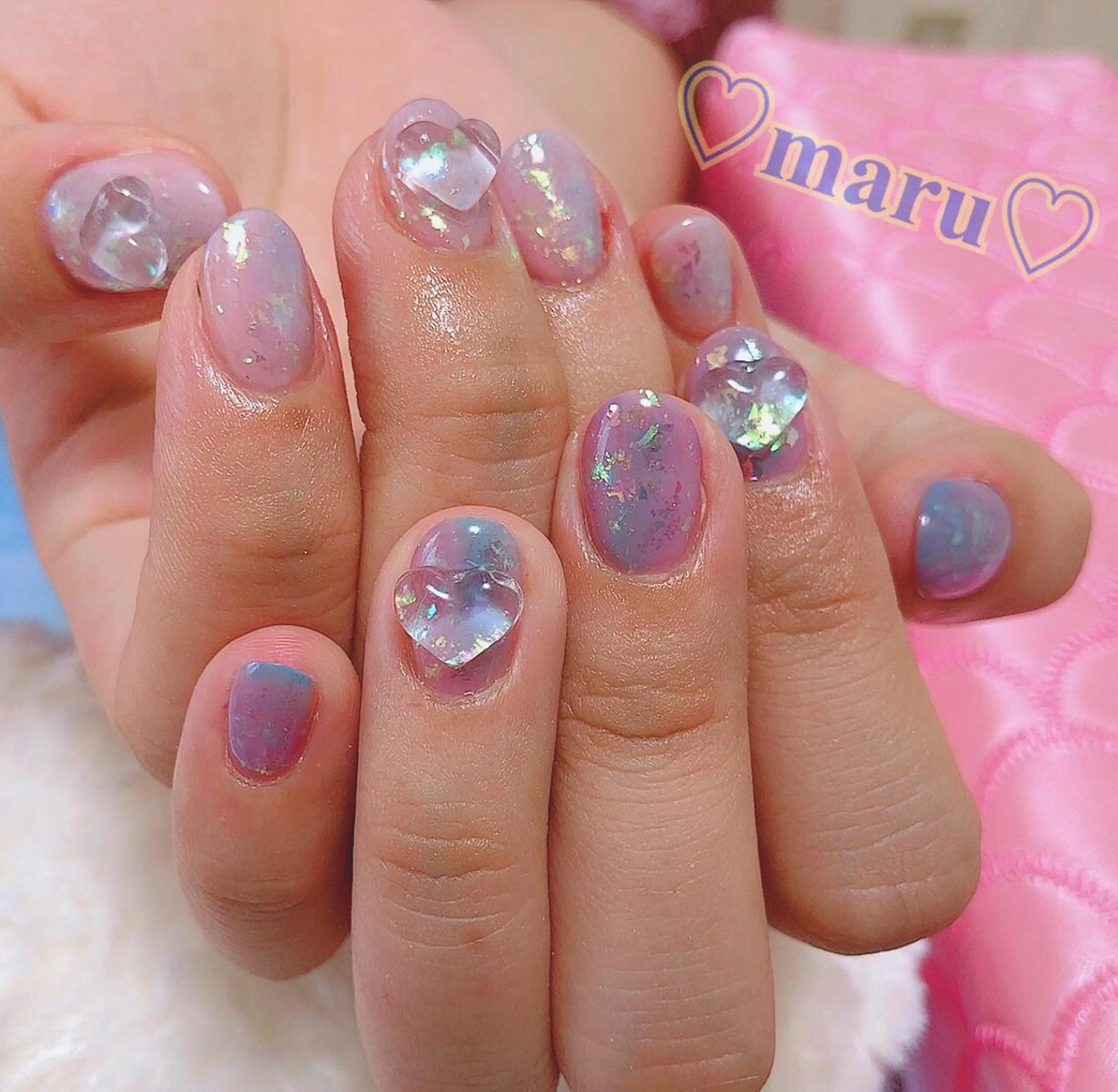 ネイル クリアネイル ハート ハンドネイル フットネイル まるみ ♡のネイルデザイン