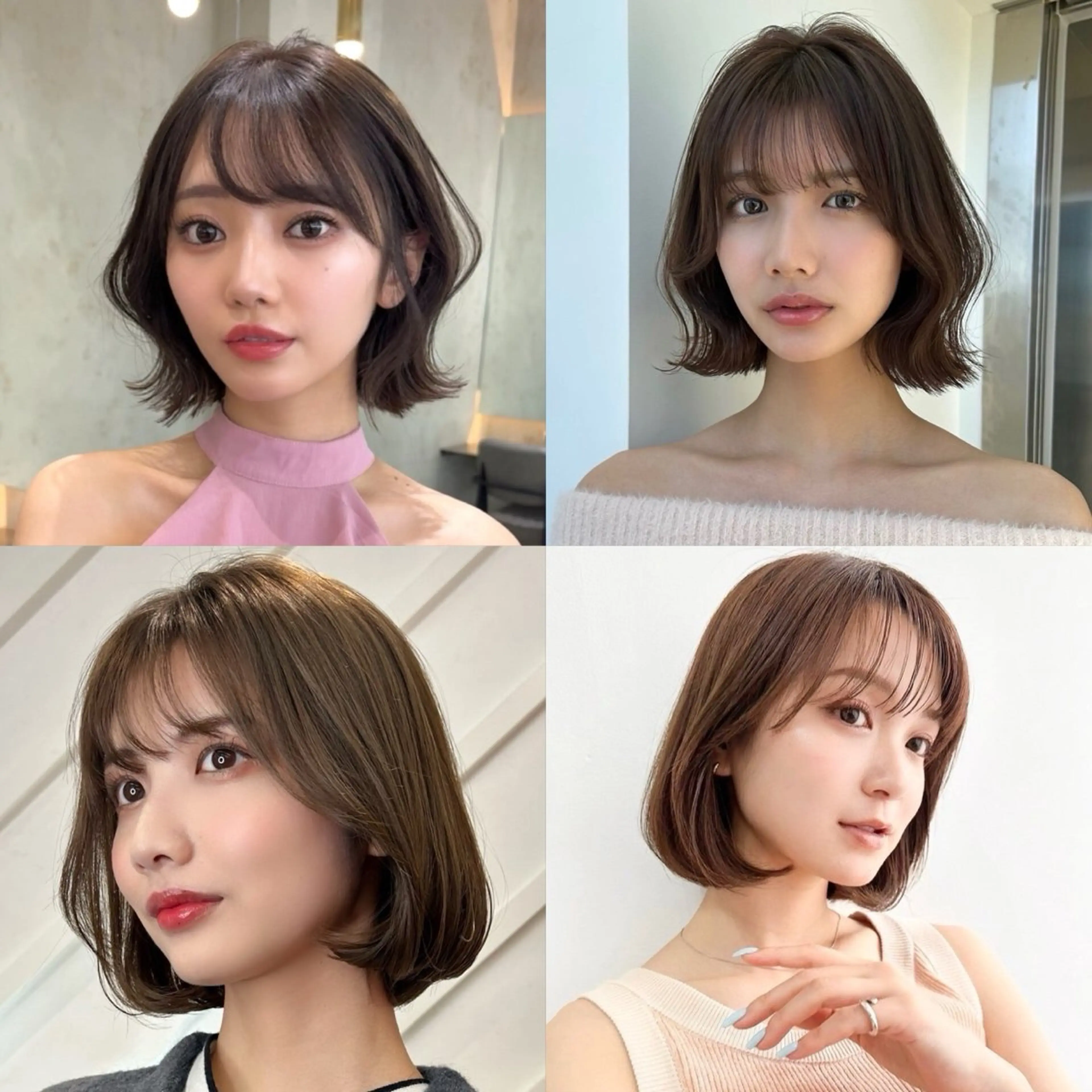 ミディアム カラー ショートボブ ミディアムパーマ バレイヤージュ ベージュカラー ブリーチ カット ヘアカラー トリートメント 新宿/髪質改善/ボブ 韓国レイヤー大重聖斗のヘアスタイル