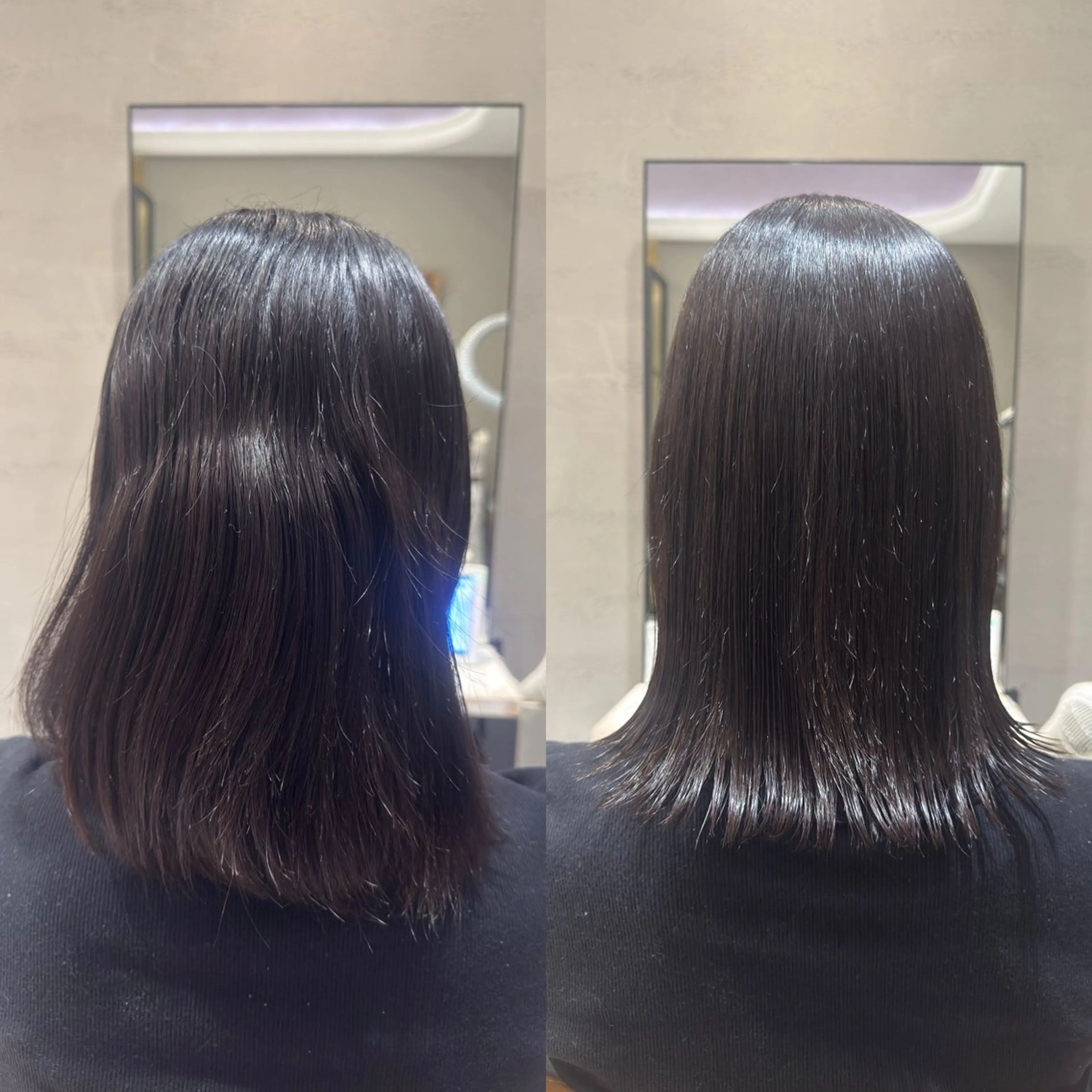 ミディアム 外ハネヘア 頭から整える美容師 松田のヘアスタイル