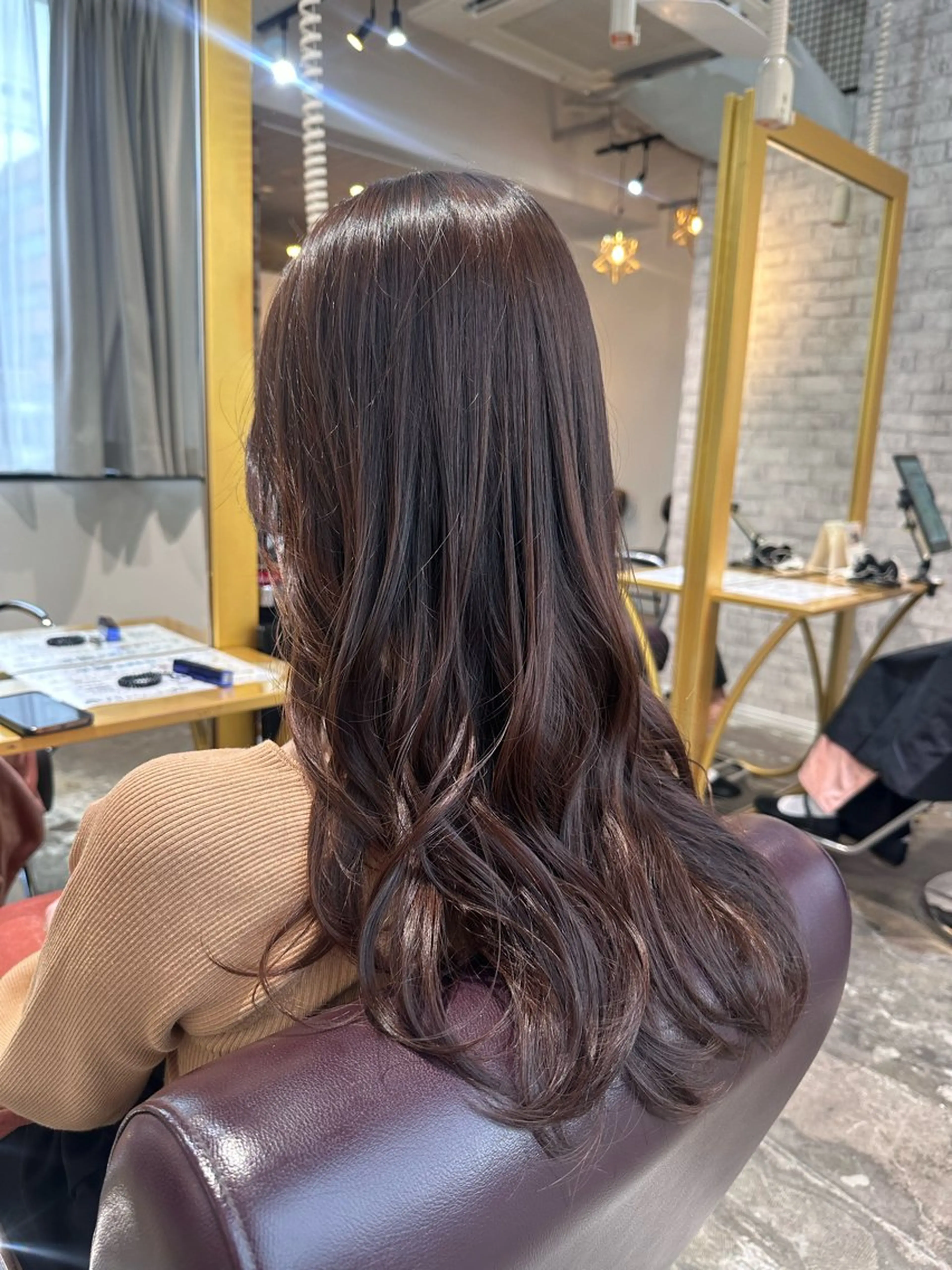 ロング カラー ブラウンカラー ショコラブラウン カット ヘアカラー 艶感カラー/レイヤー 💖心斎橋/Sakiのヘアスタイル