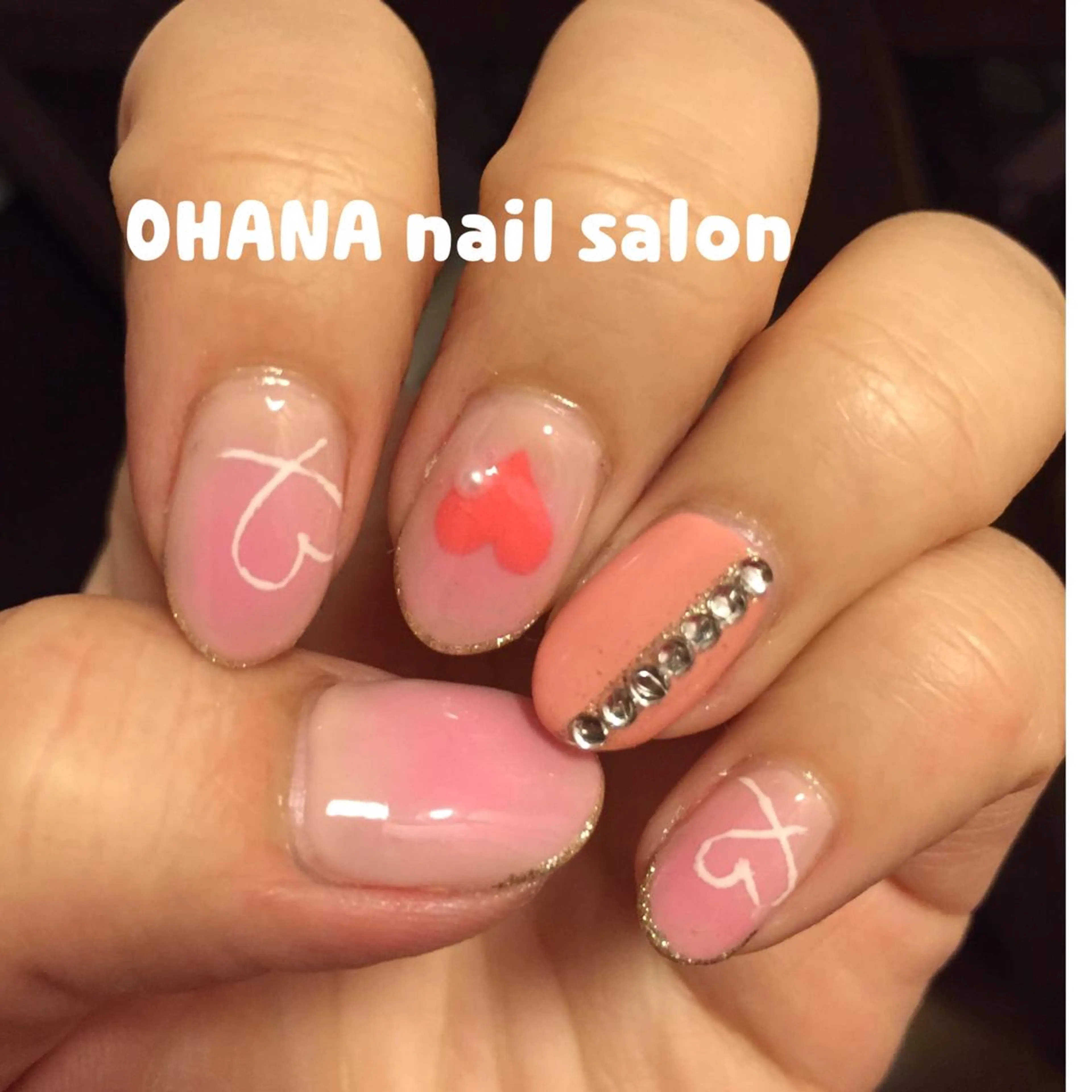 ネイル チークネイル ハート ラメ(グリッター) ピンク 那覇🏝️台湾人 ネイリストSHIUのネイルデザイン