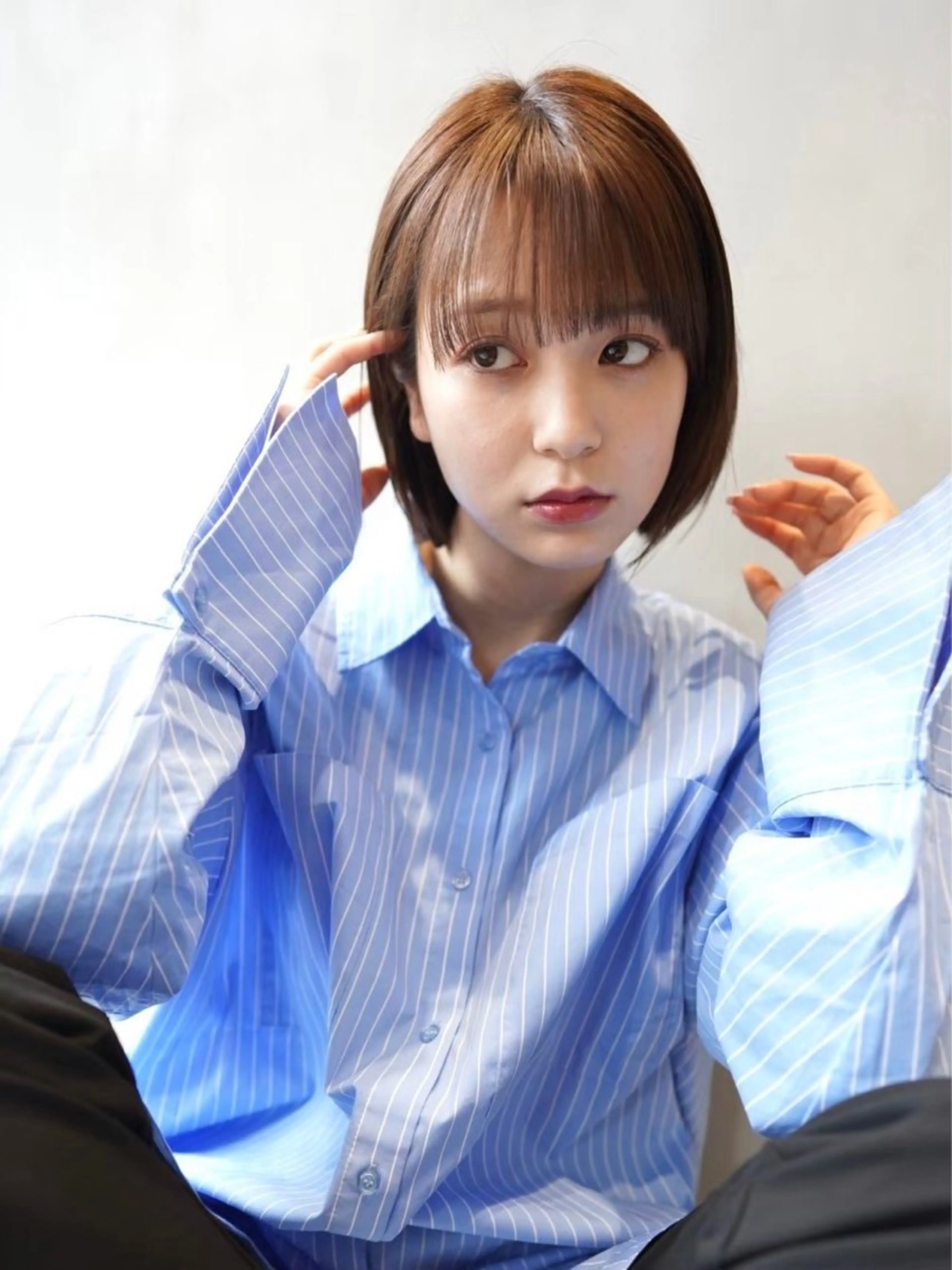 ショート 切りっぱなしボブ ボブ カット effect横浜所属・切りっぱなしボブ/ 艶カラー/綾莉のヘアスタイル