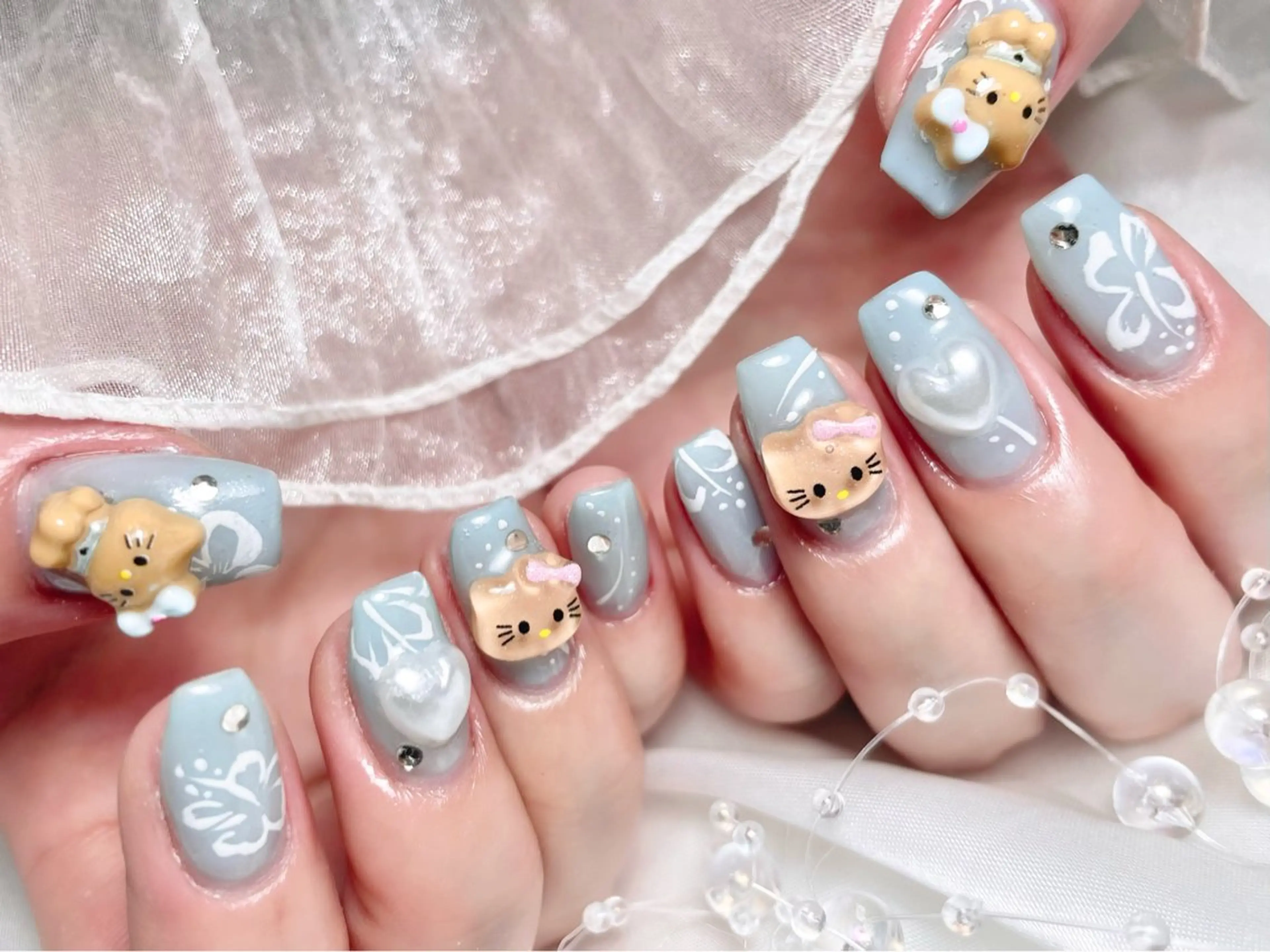 ネイル ジェルネイル パラジェル 夏ネイル ワンホンネイル ハンドネイル ゆりか ジョアアンジェ福島のネイルデザイン