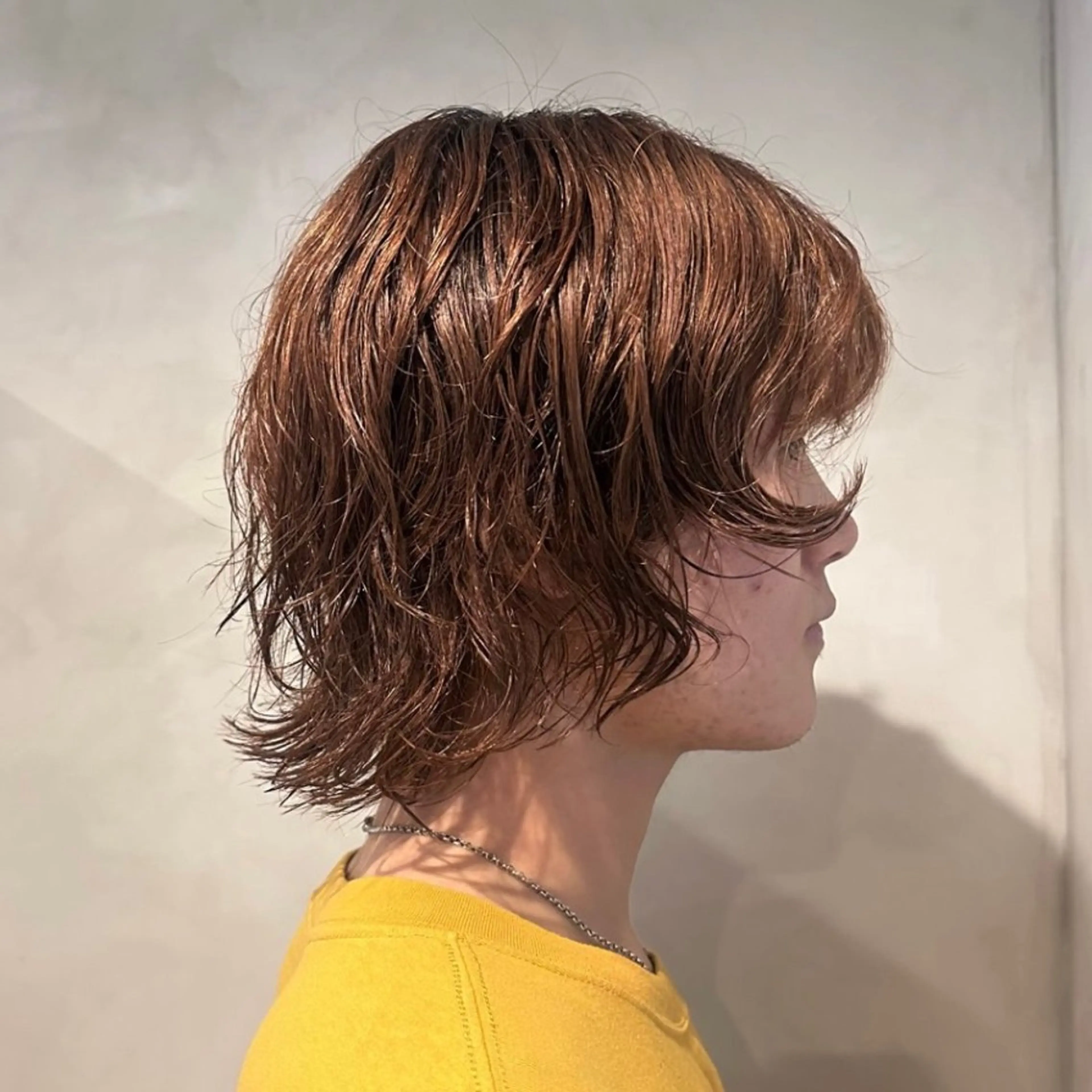 ミディアム パーマ ミディアムパーマ ボブ ウルフカット ウルフボブ Aust hair Stella新宿所属・Yuki☺︎パーマ レイヤーカットのヘアスタイル