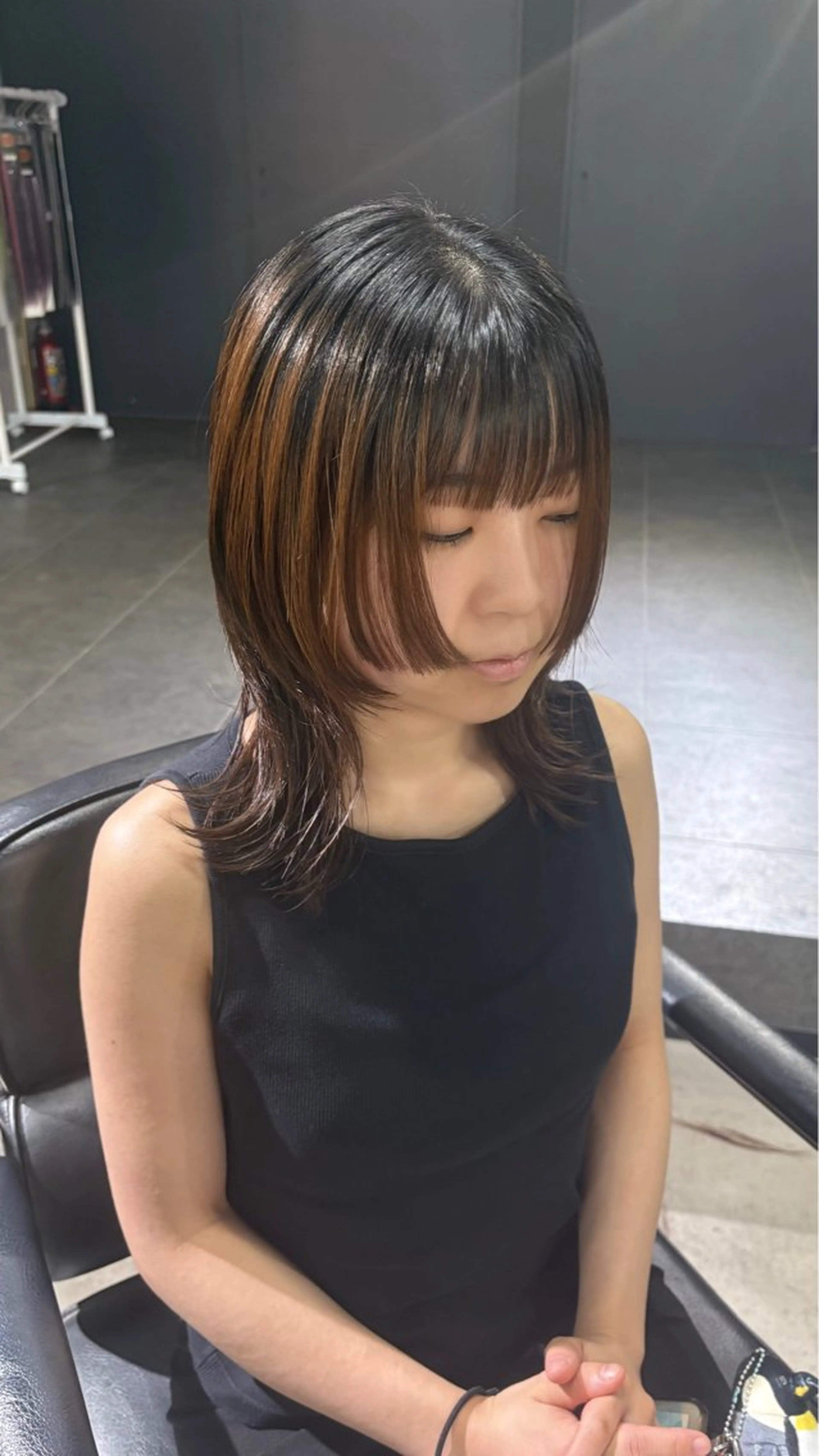 セミロング ボブ レイヤーカット カット デザインカラー/ハイ トーン/konomiのヘアスタイル