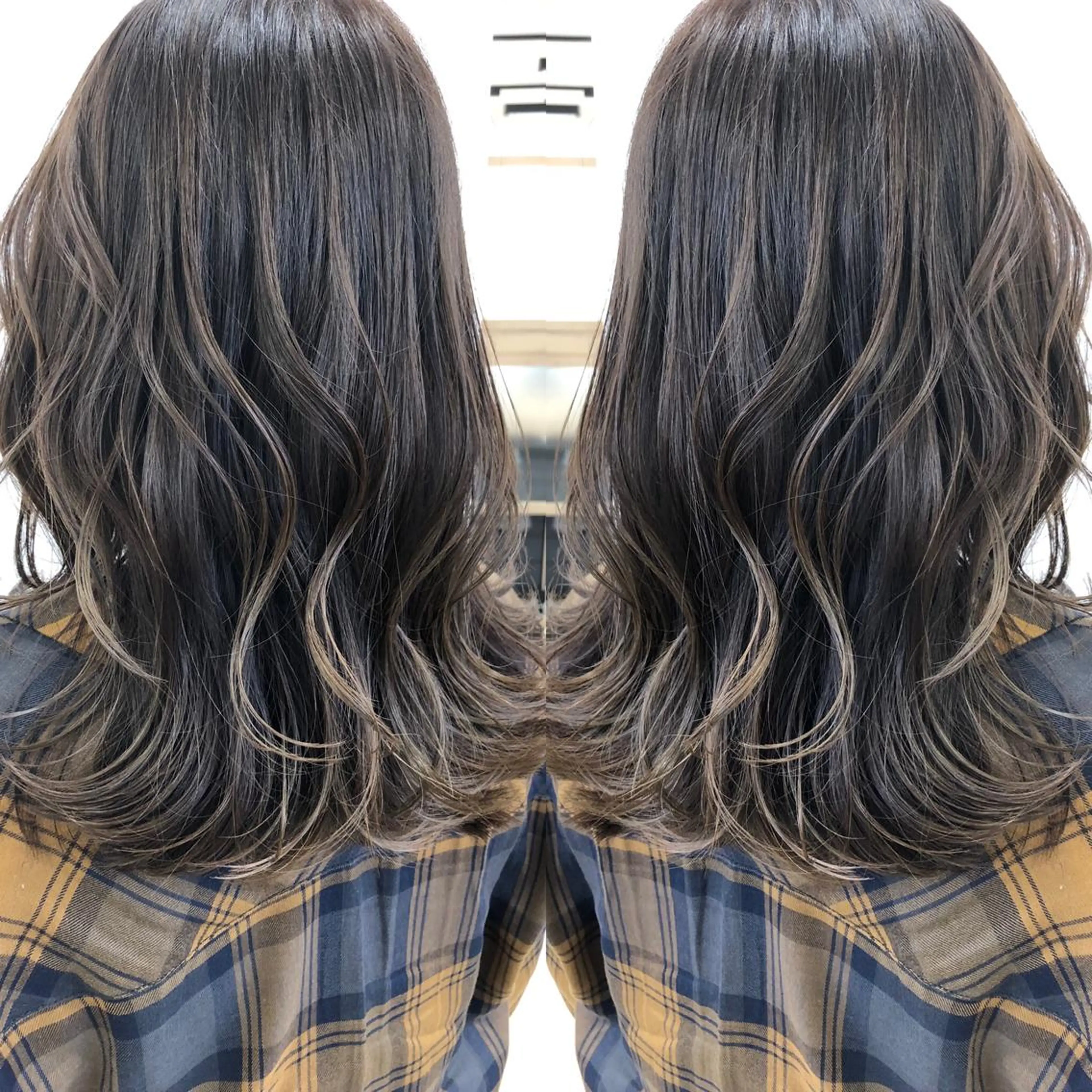 ミディアム カラー グレージュ ハイライトカラー ハイライト カット ヘアカラー トリートメント 天野 涼のヘアスタイル