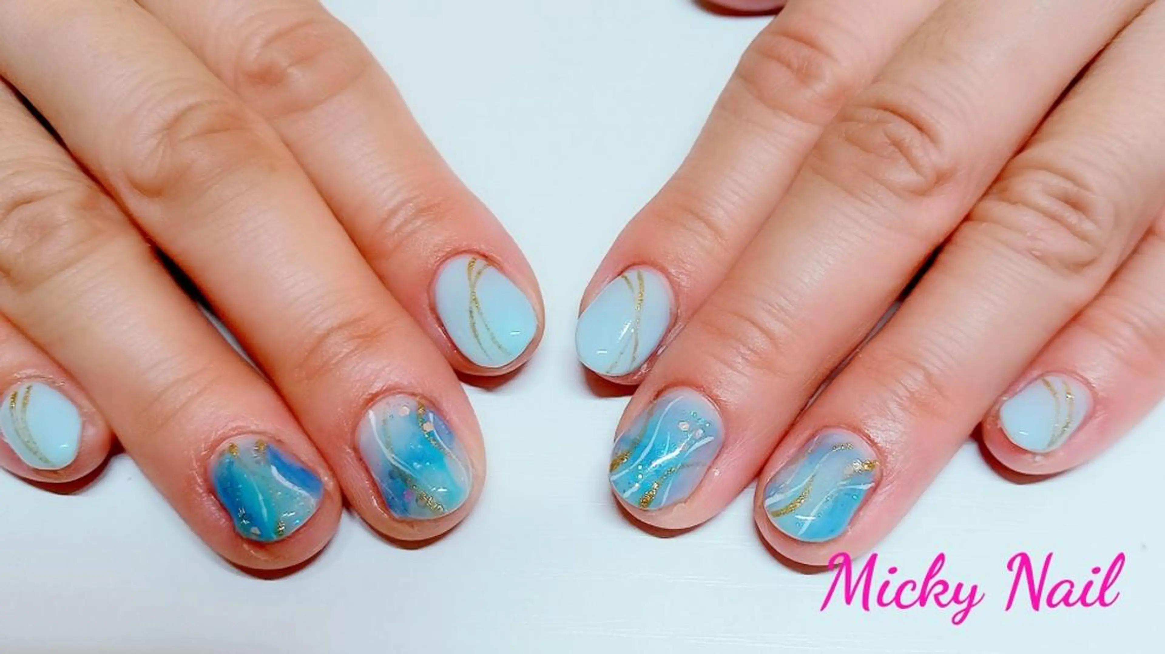 ネイル ブルー Micky nail chikushinoのネイルデザイン