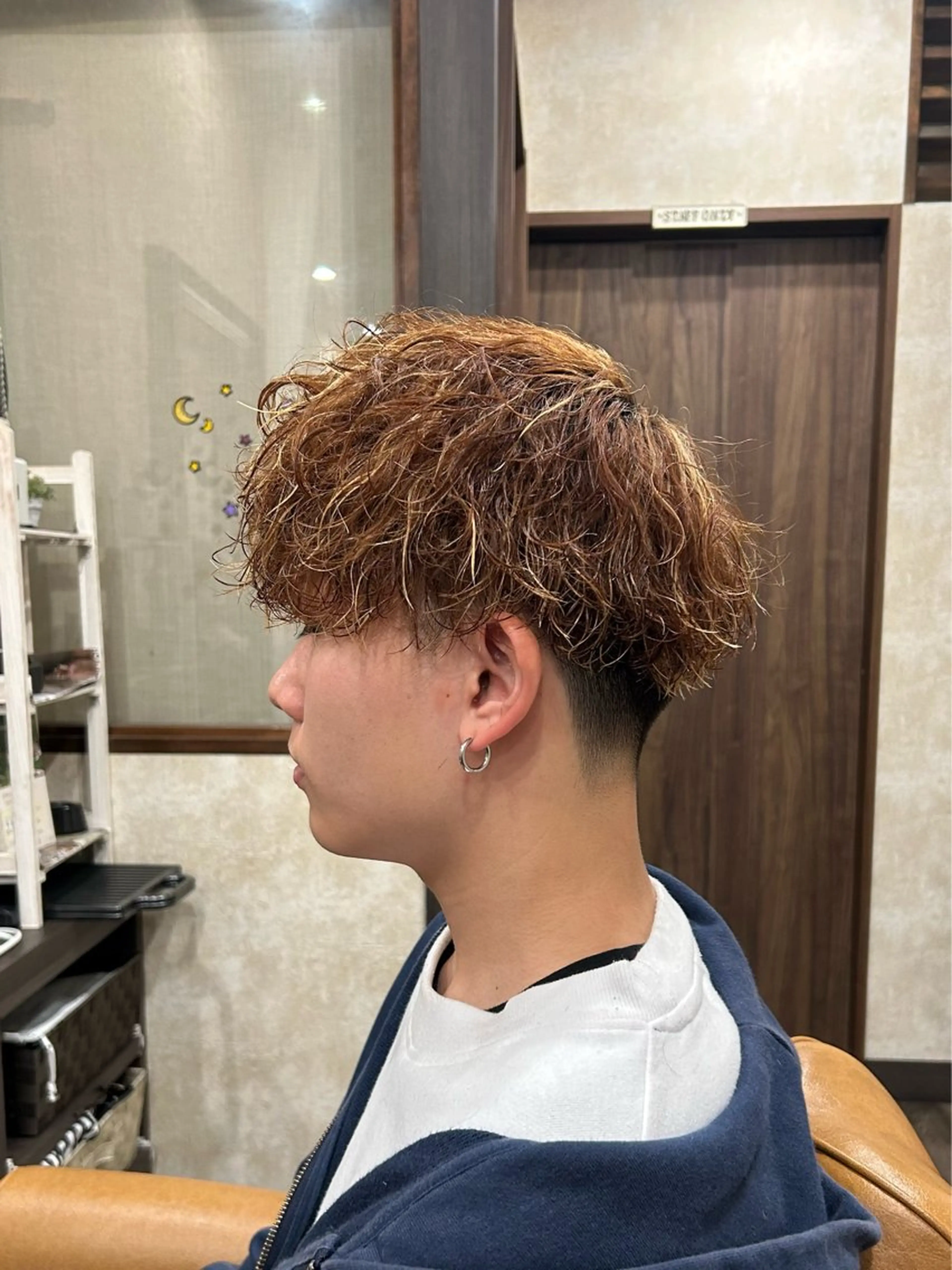 ミディアム パーマ メンズ メンズブリーチ カット パーマ メンズカット/ 雄大のヘアスタイル