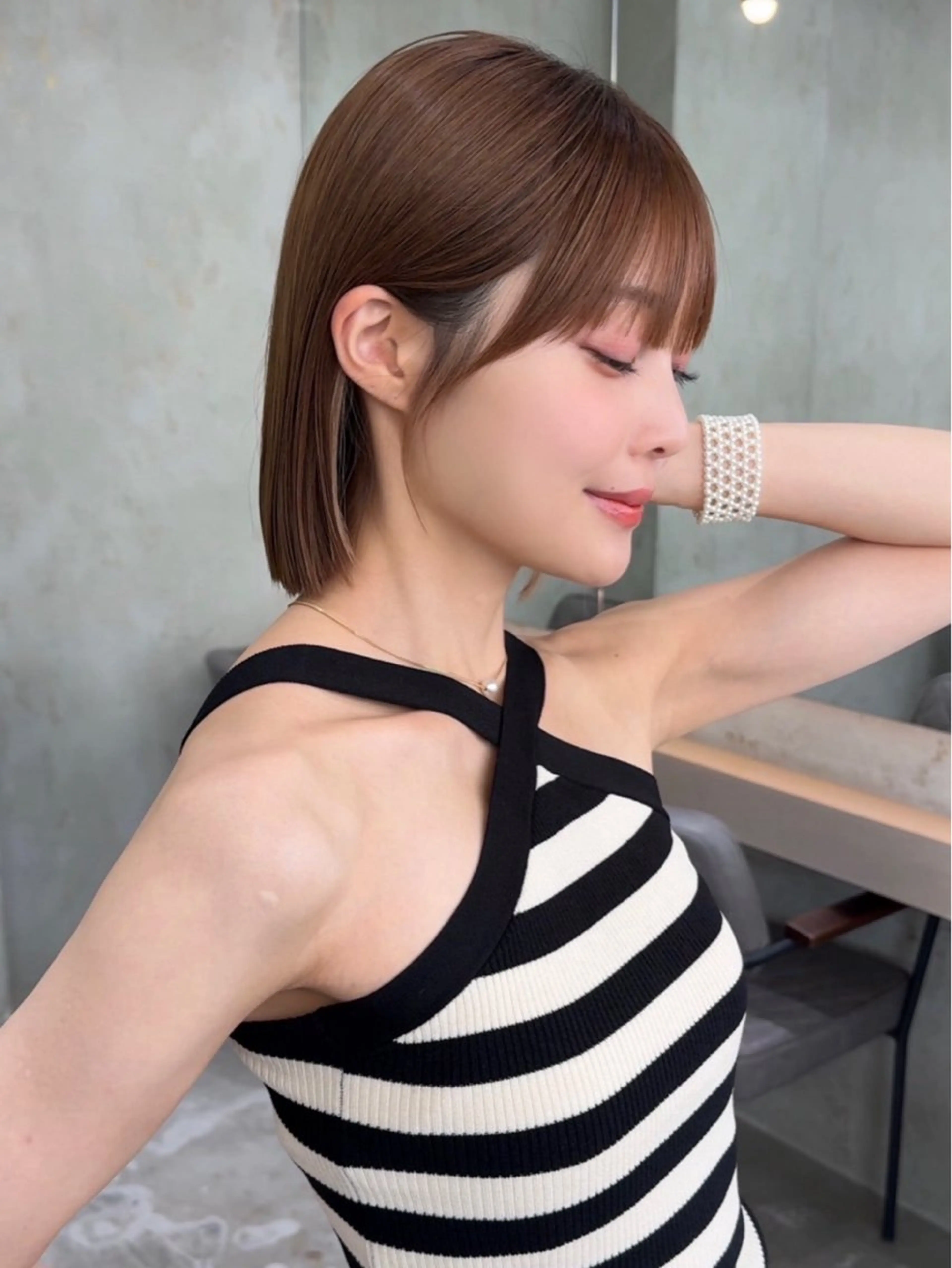 ショート カラー カット ヘアカラー トリートメント 莉乃/縮毛矯正/髪質 改善/艶カラーのヘアスタイル