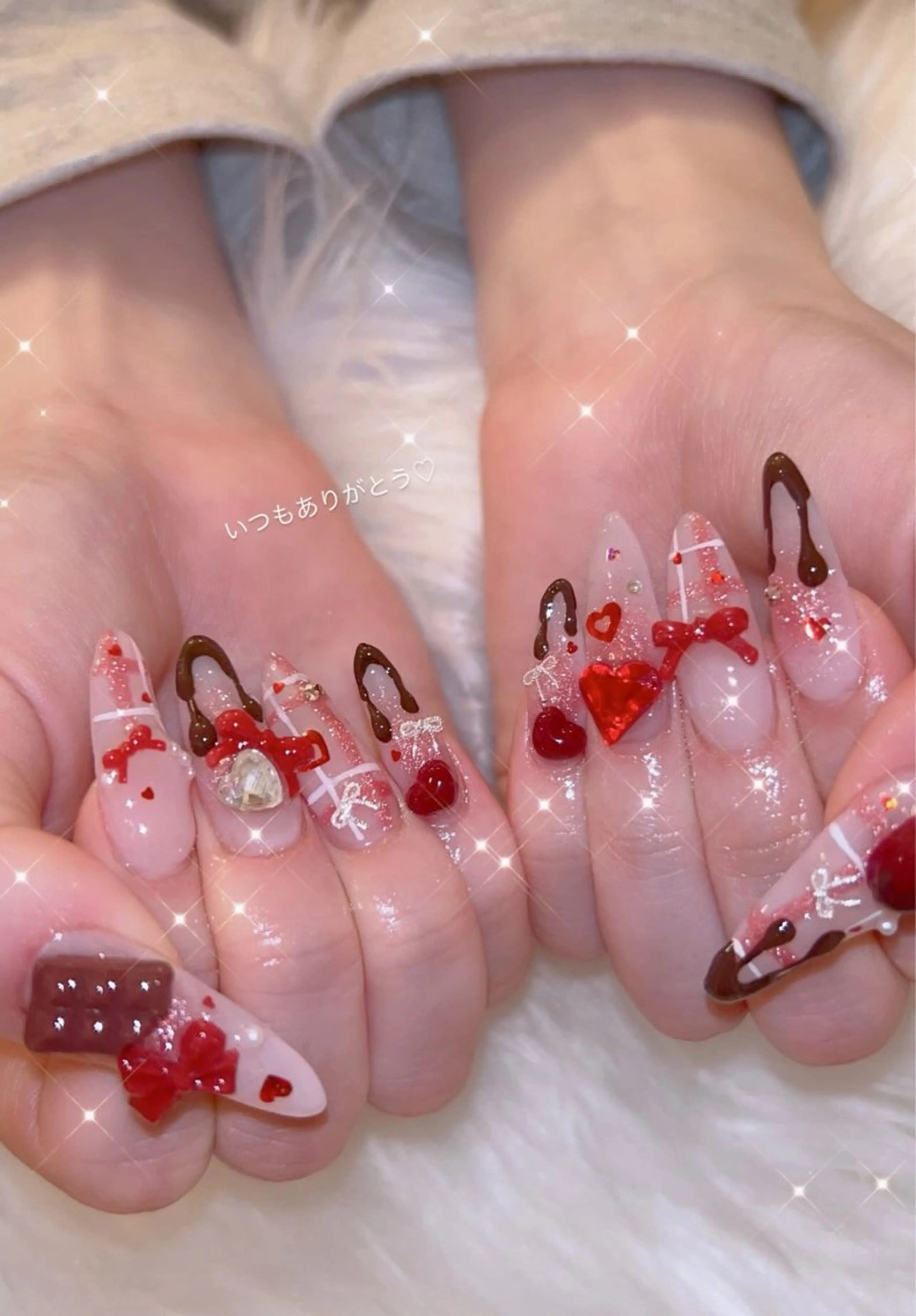 ネイル アートネイル 持ち込み バレンタイン ハンドネイル アイラブミーネイル MAMI指名のネイルデザイン