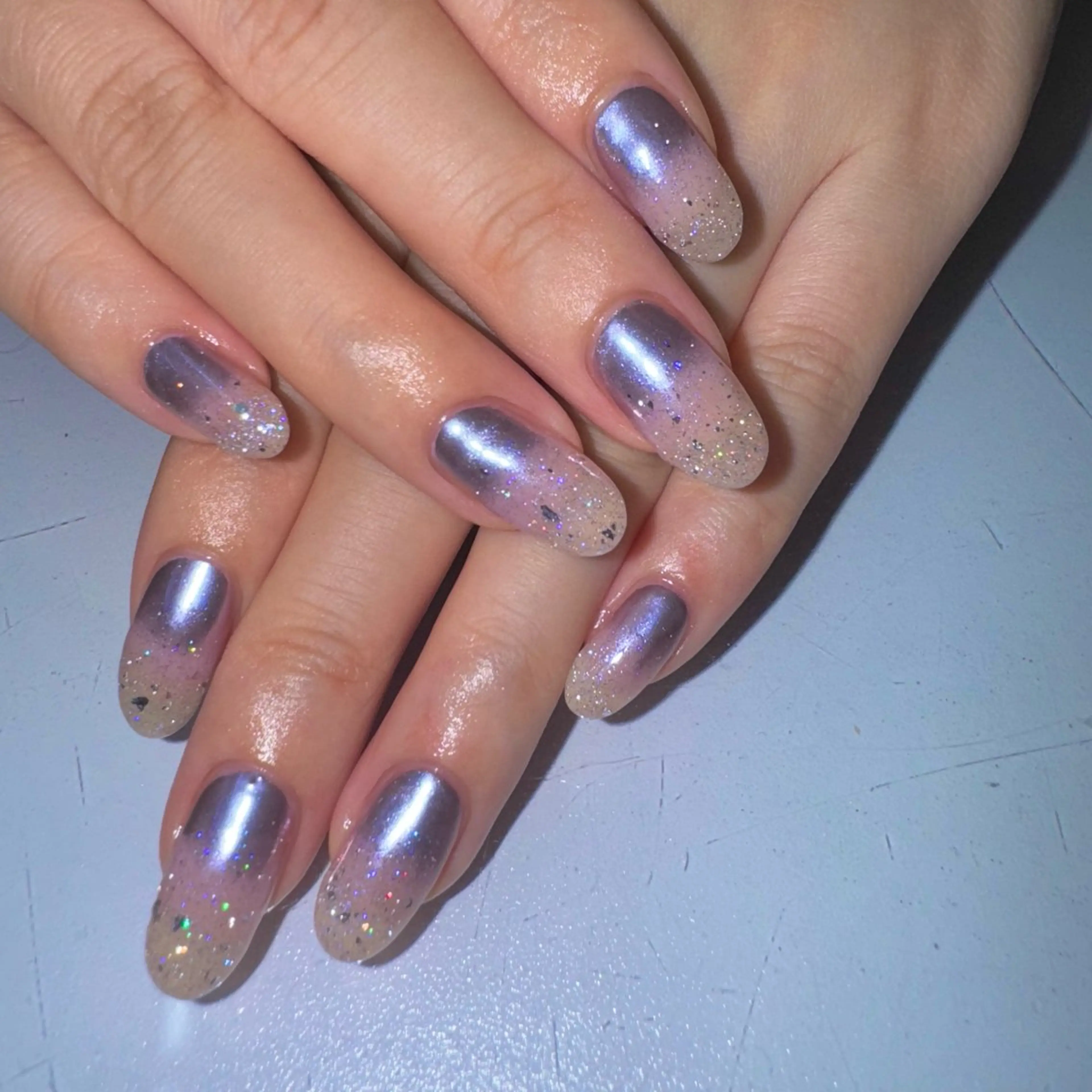 ネイル ラメ(グリッター) ミラーネイル ハンドネイル Nail Sant Esperanza by SALON DE やす所属・Sant Esperanzaのネイルデザイン