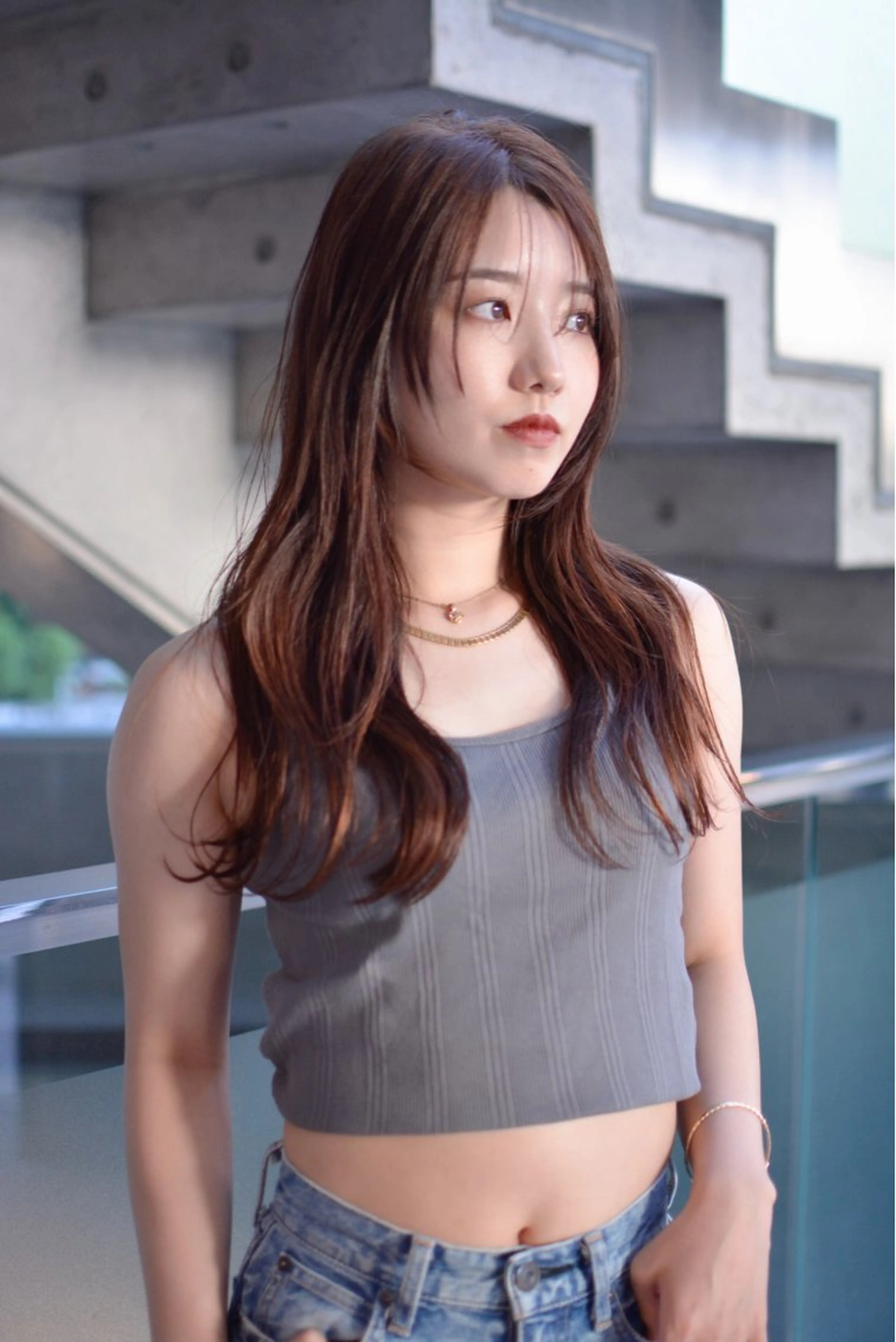 セミロング カラー ブラウンカラー オレンジ オレンジブラウン レイヤーカット 原宿パーマ kazuのヘアスタイル