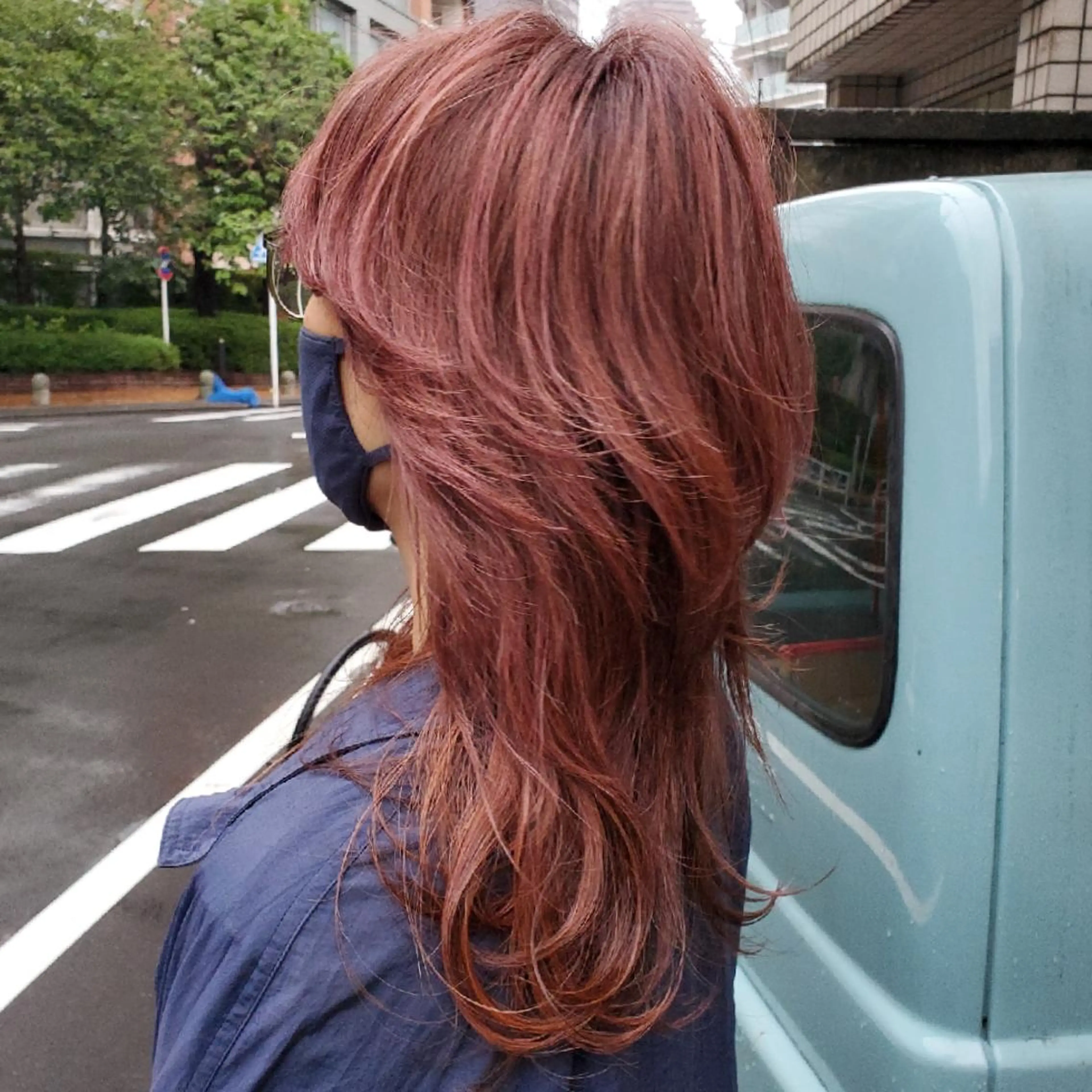 セミロング カラー セミロングパーマ バレイヤージュ ベージュカラー 黒髪 ブルーカラー カット ヘアカラー トリートメント フリーランス所属・韓国ヘア レイヤー くびれヘアMATSUのヘアスタイル