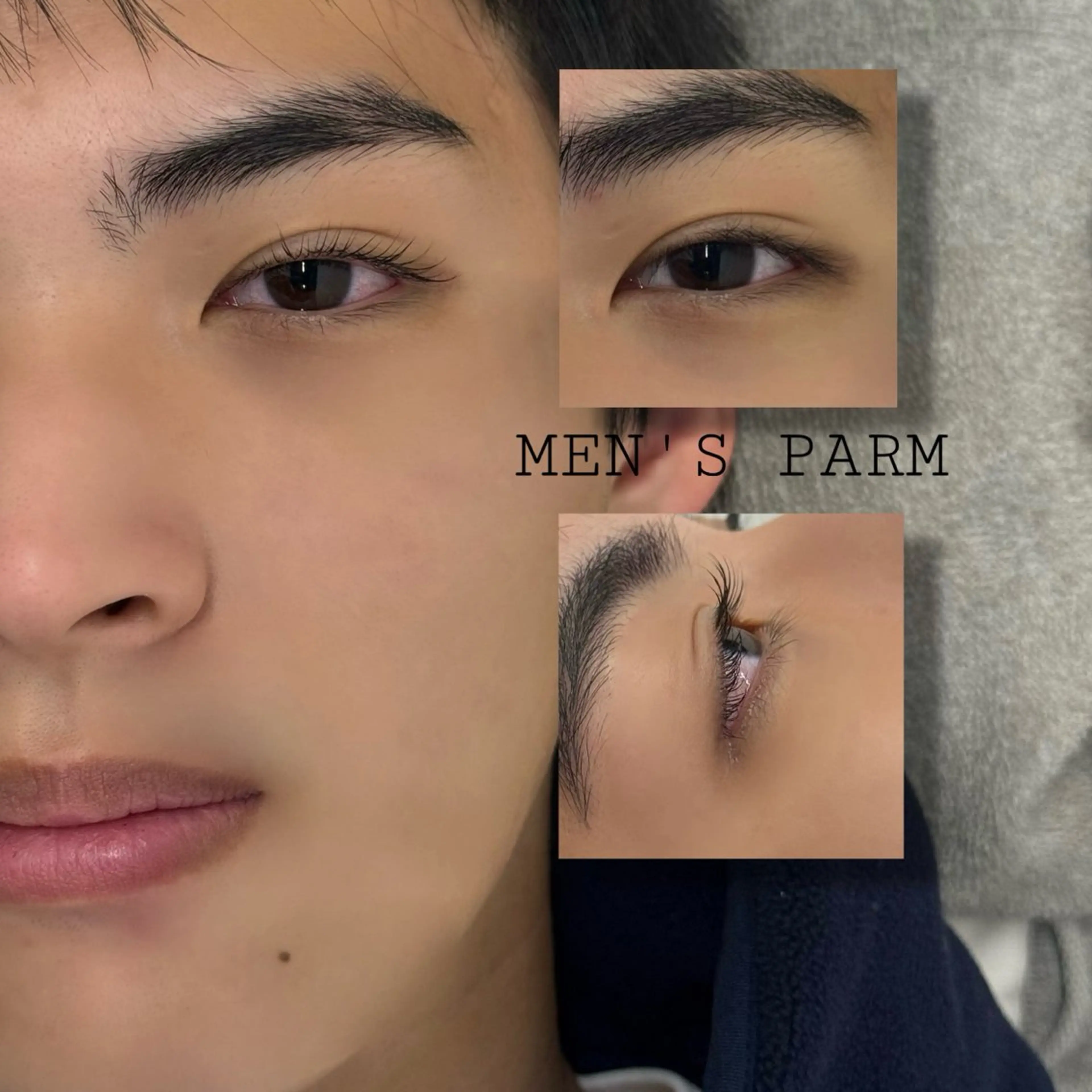 メンズ マツエク・マツパ メンズパーマ ナチュラル まつげパーマ マツパ ☘️Moe☘️骨格・ まぶた似合わせパーマのマツエク・マツパデザイン