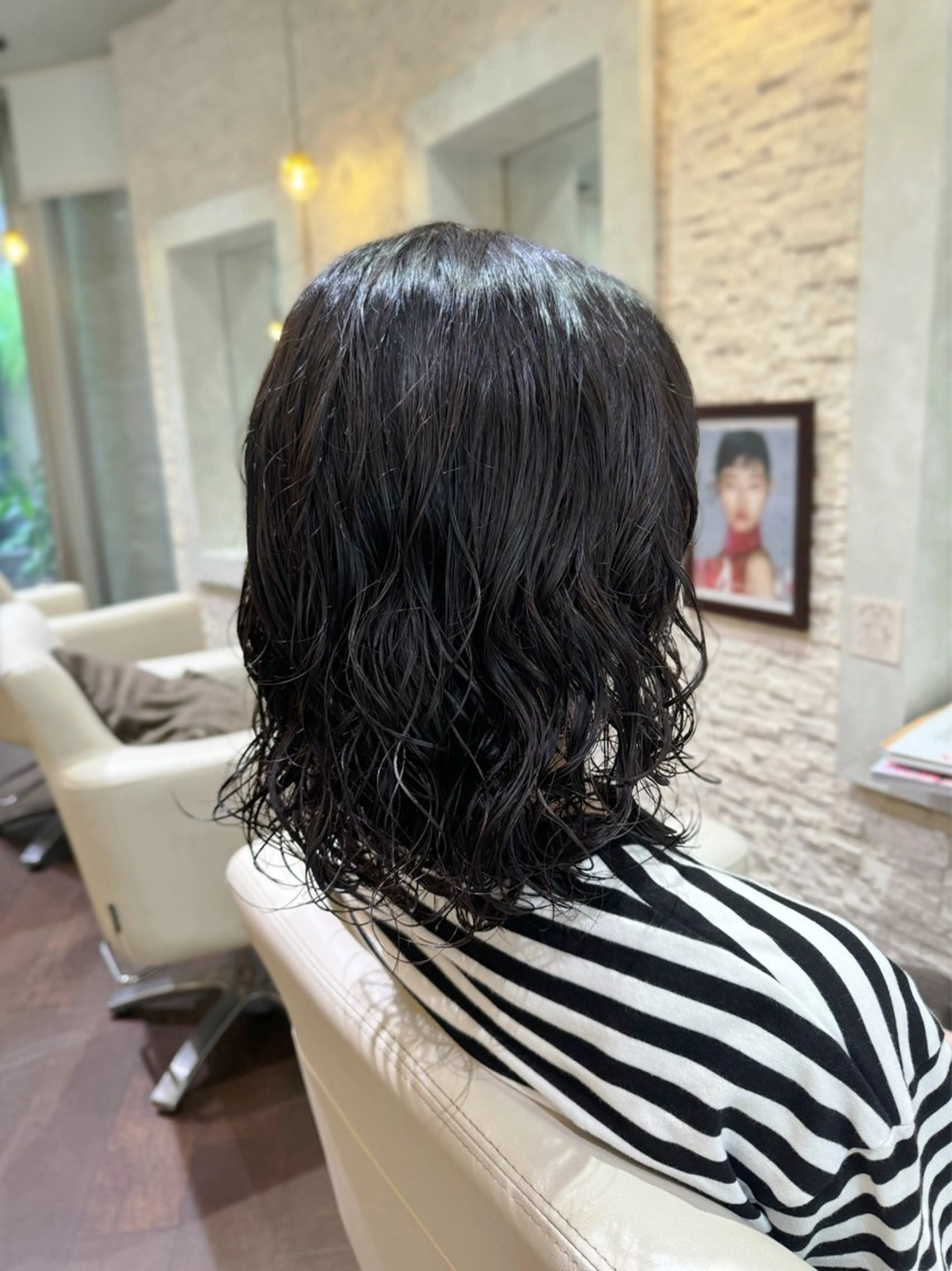 セミロング パーマ セミロングパーマ ボブ 本多 美羽のヘアスタイル