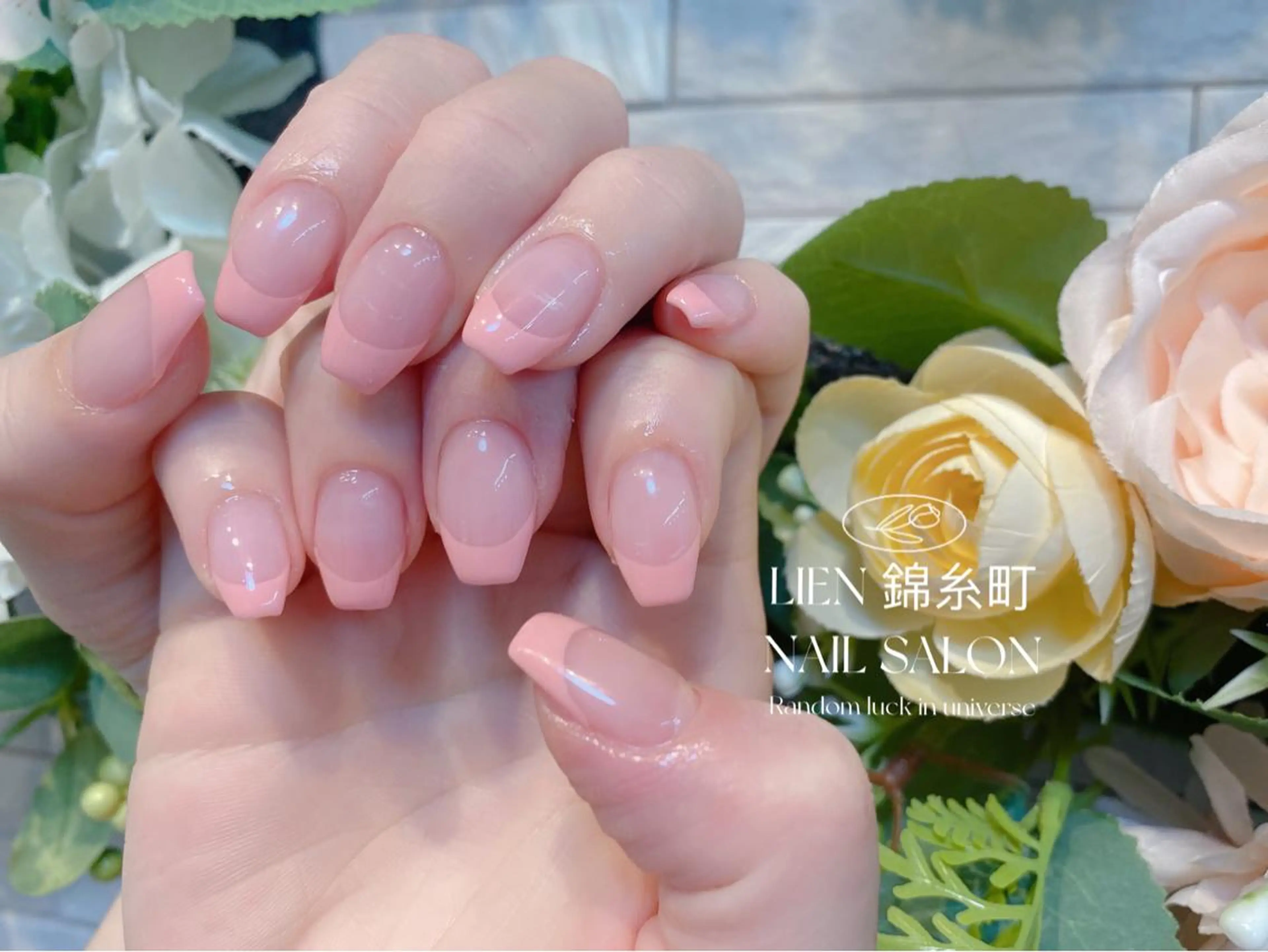 ネイル フレンチネイル ピンク 春ネイル ハンドネイル Lien  _リエン リエンのネイルデザイン