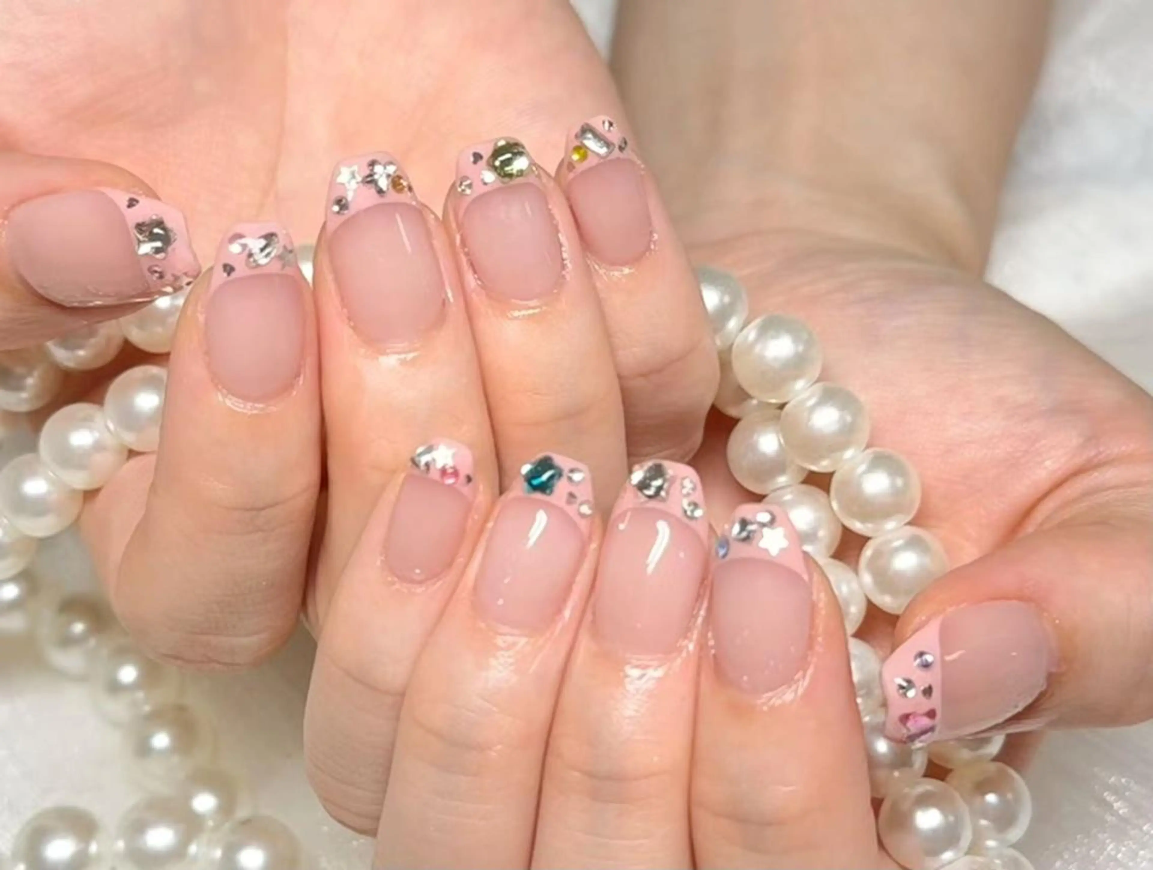 ネイル アートネイル クリアネイル 成人式 長さ出し フラッシュネイル ハンドネイル Ru na🍳のネイルデザイン