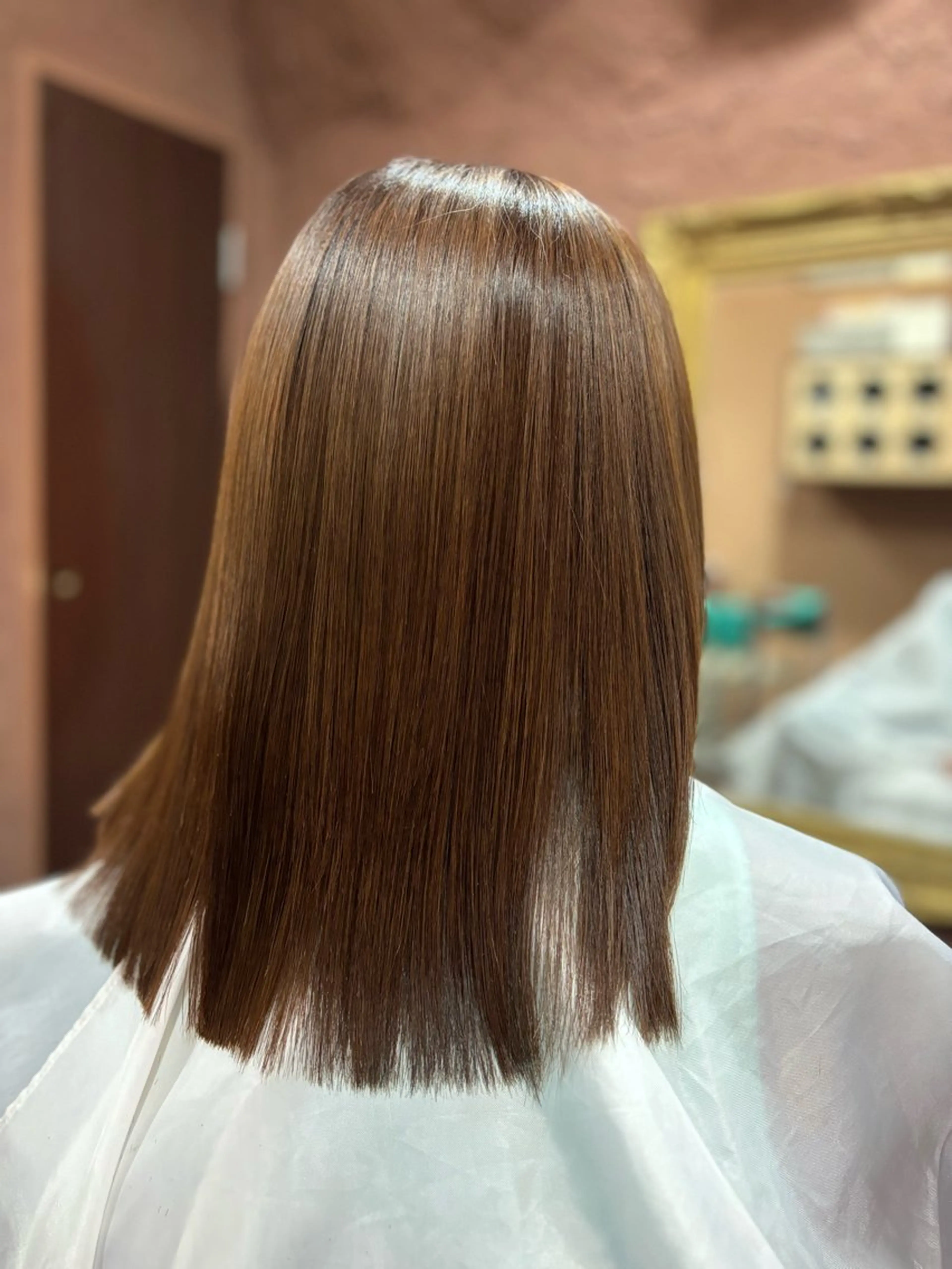 セミロング 髪質改善 縮毛矯正 トリートメント 酸熱トリートメント ヘアカラー トリートメント 星野優弥 /アルカリ酸熱トリのヘアスタイル