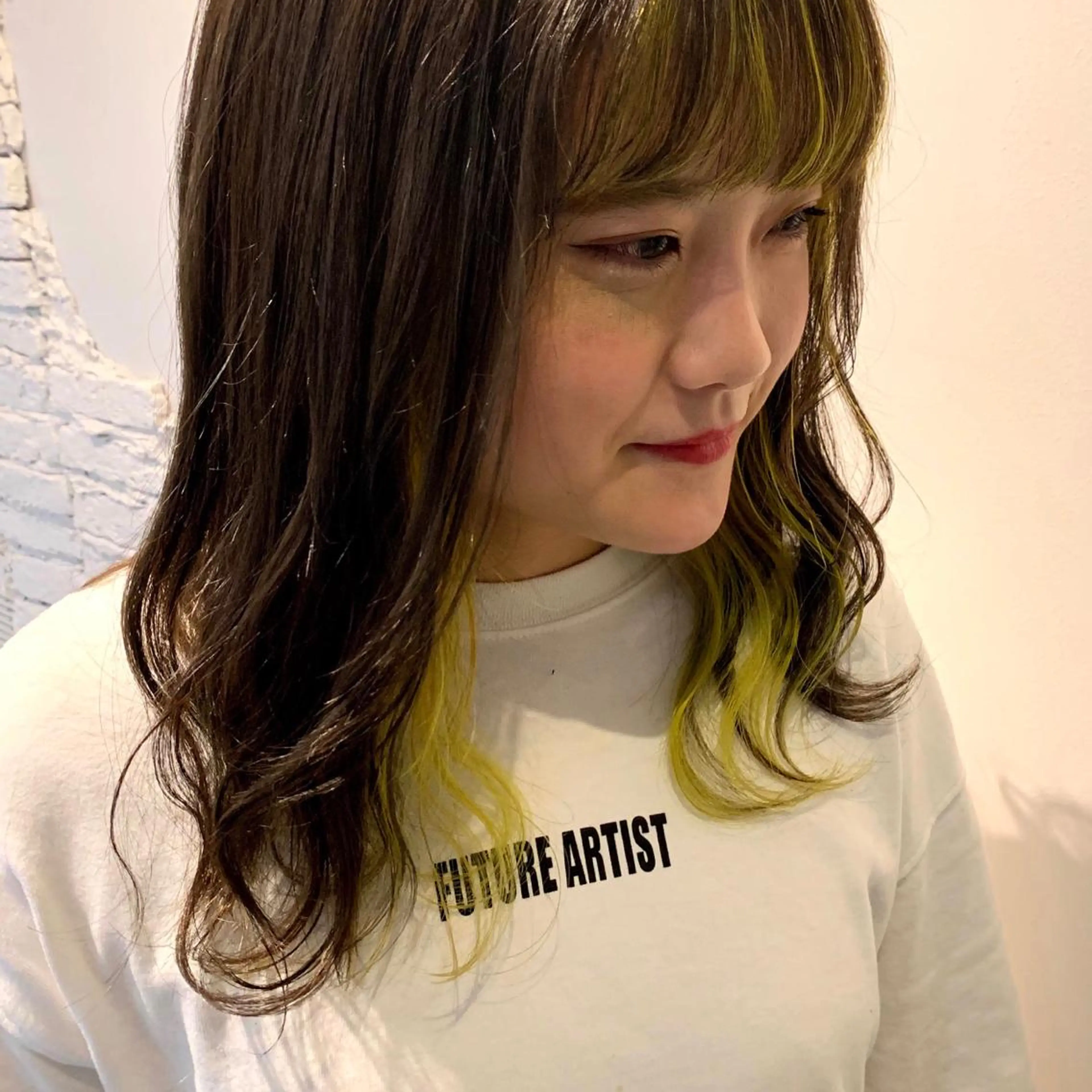 セミロング カラー メッシュ ヘアカラー トリートメント "小顔カット" Fuko.のヘアスタイル